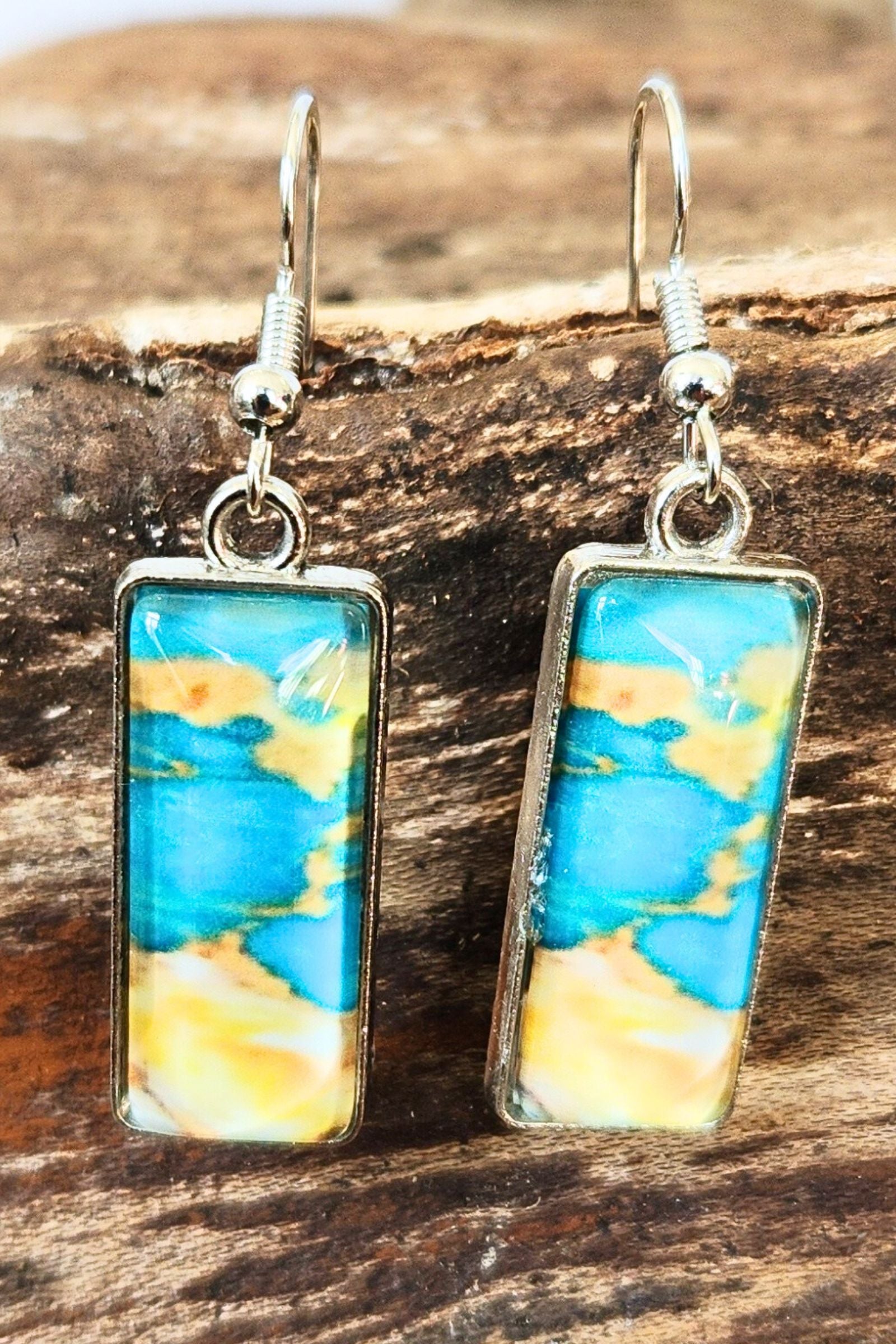 Shianna Turquoise Rectangle Earrings