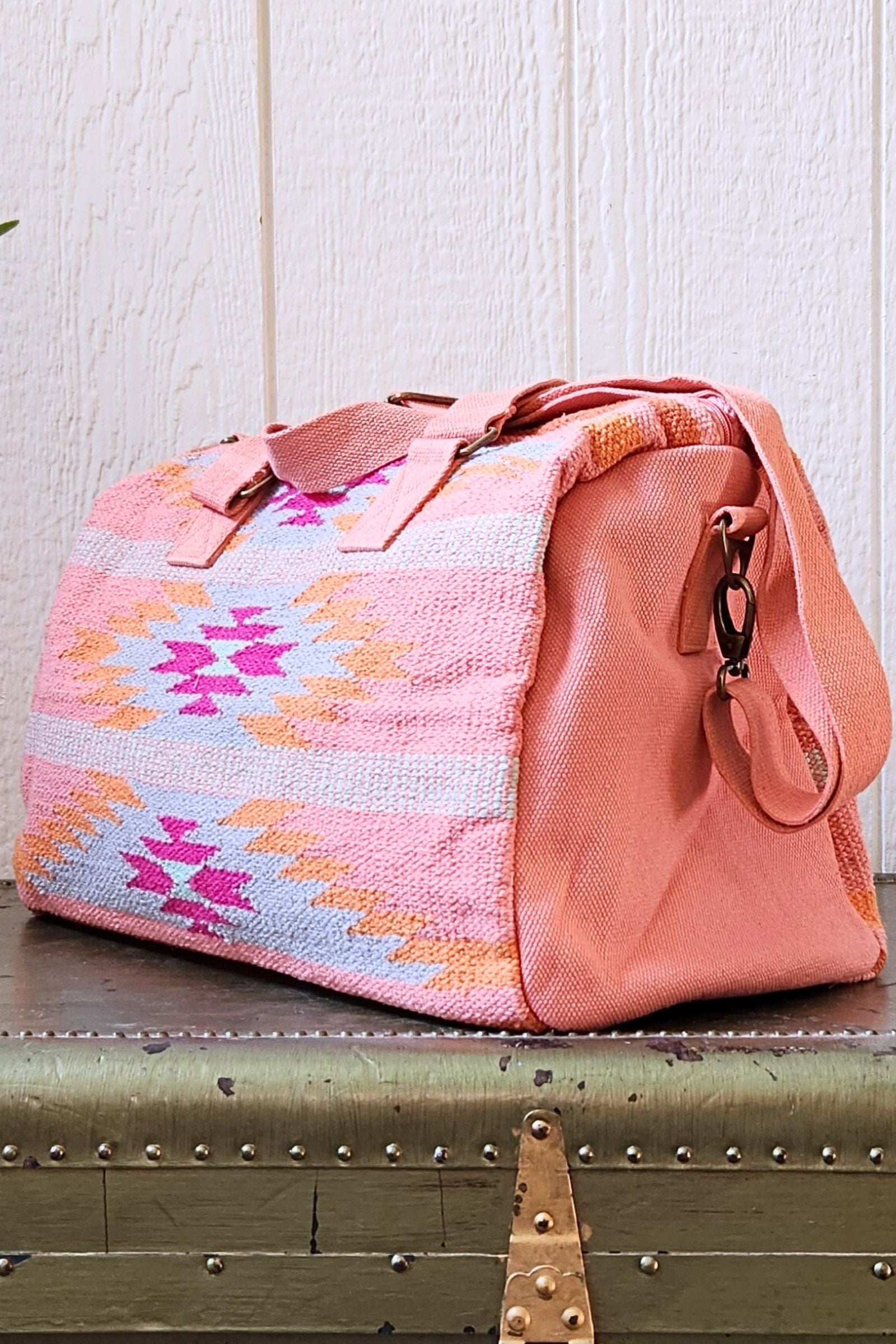 Orange & Pink & Slate Aztec Duffel Bag
