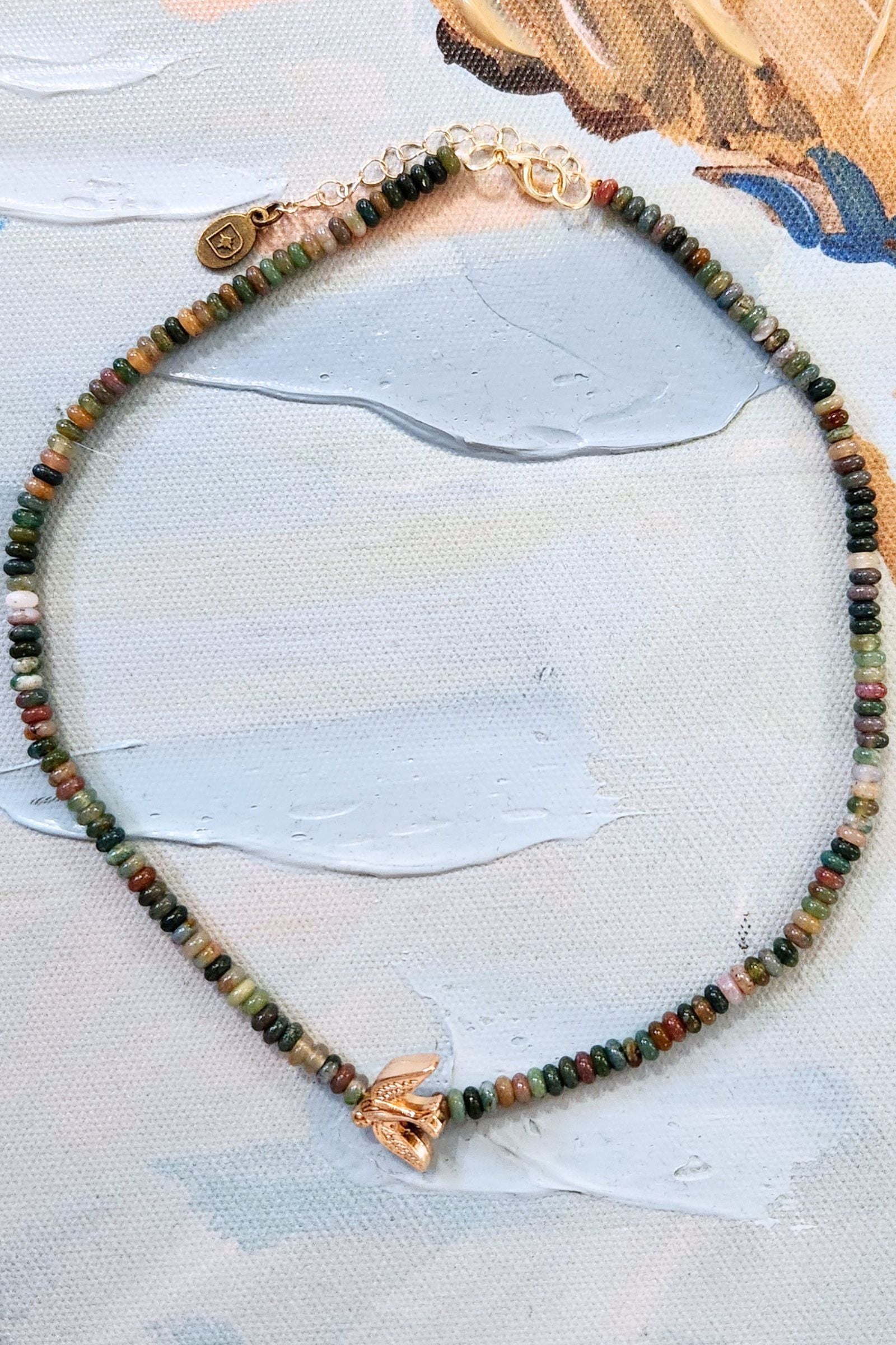 Lulu Multicolor Greens Agate Bird Necklace