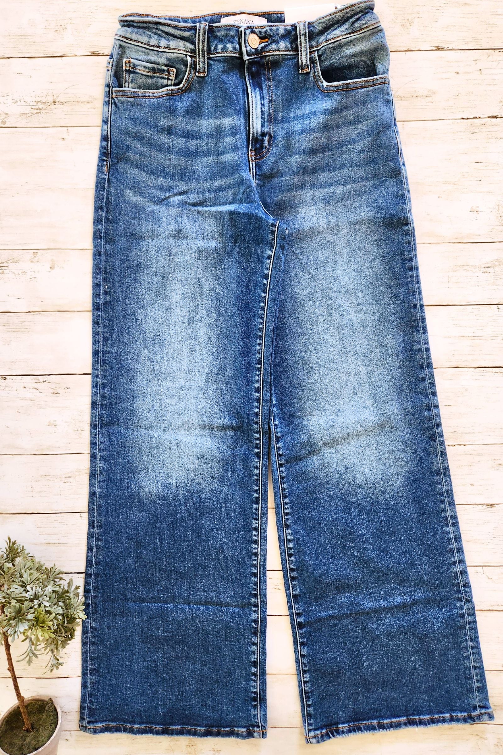 Straight Leg Medium Wash Denim Jeans