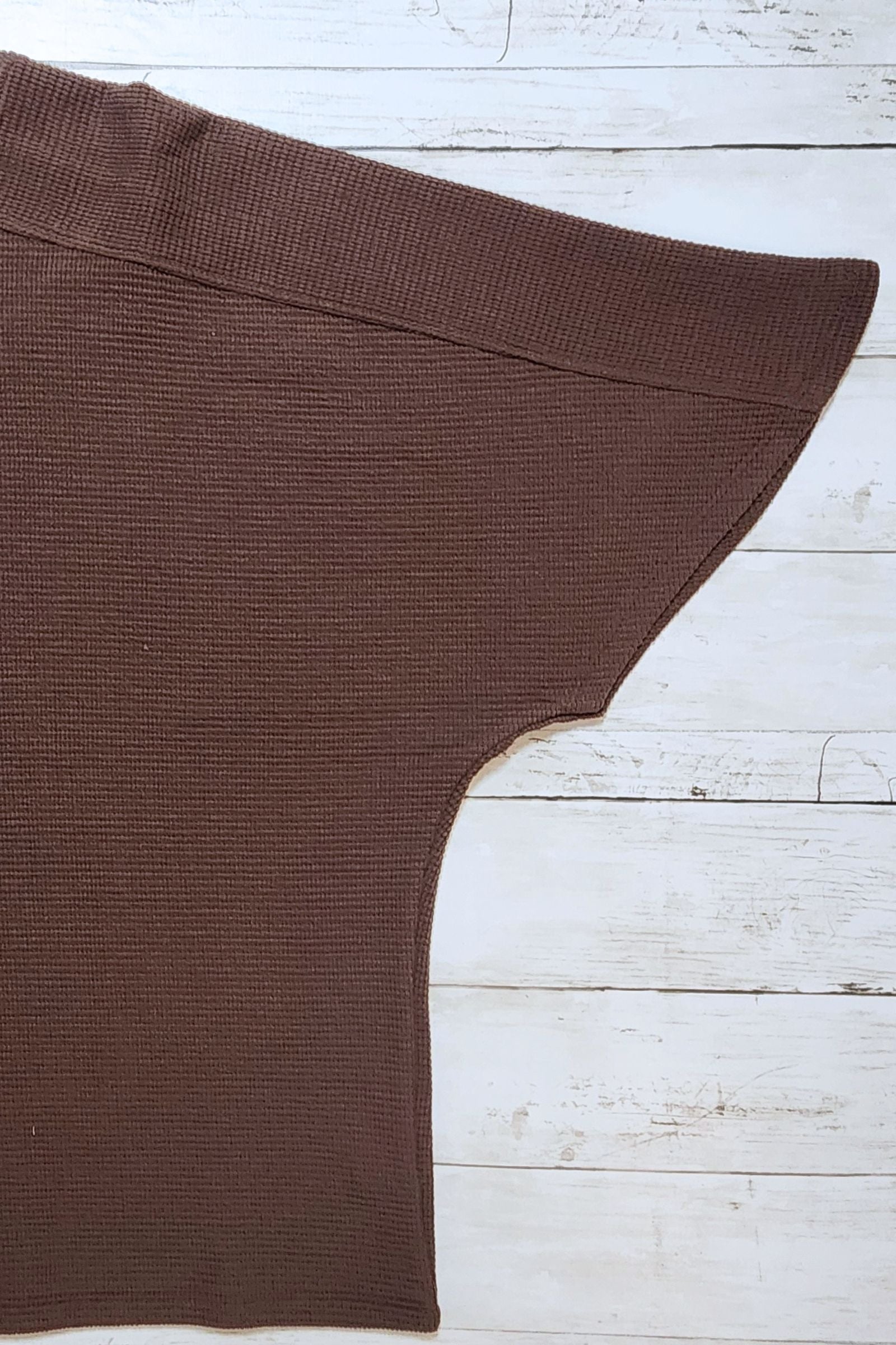 Brown Textured Knit Short Sleeve Top