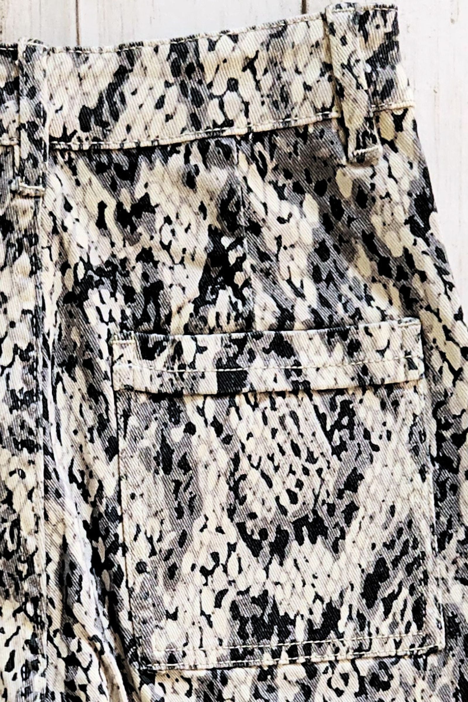 Snake Print High Rise Wide Leg Jeans