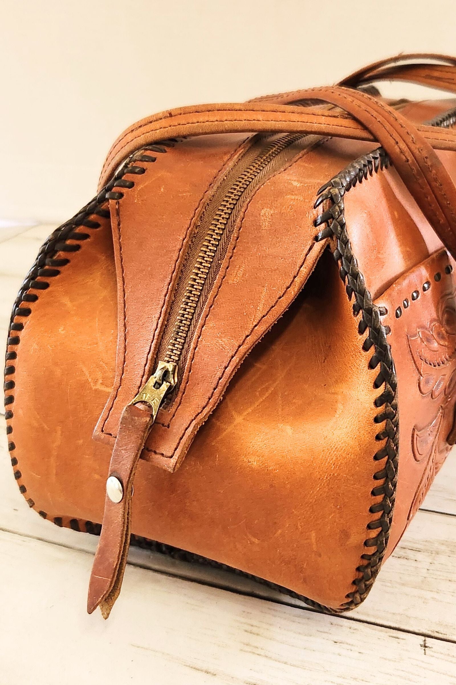 Vintage PAT Tooled Leather Bag