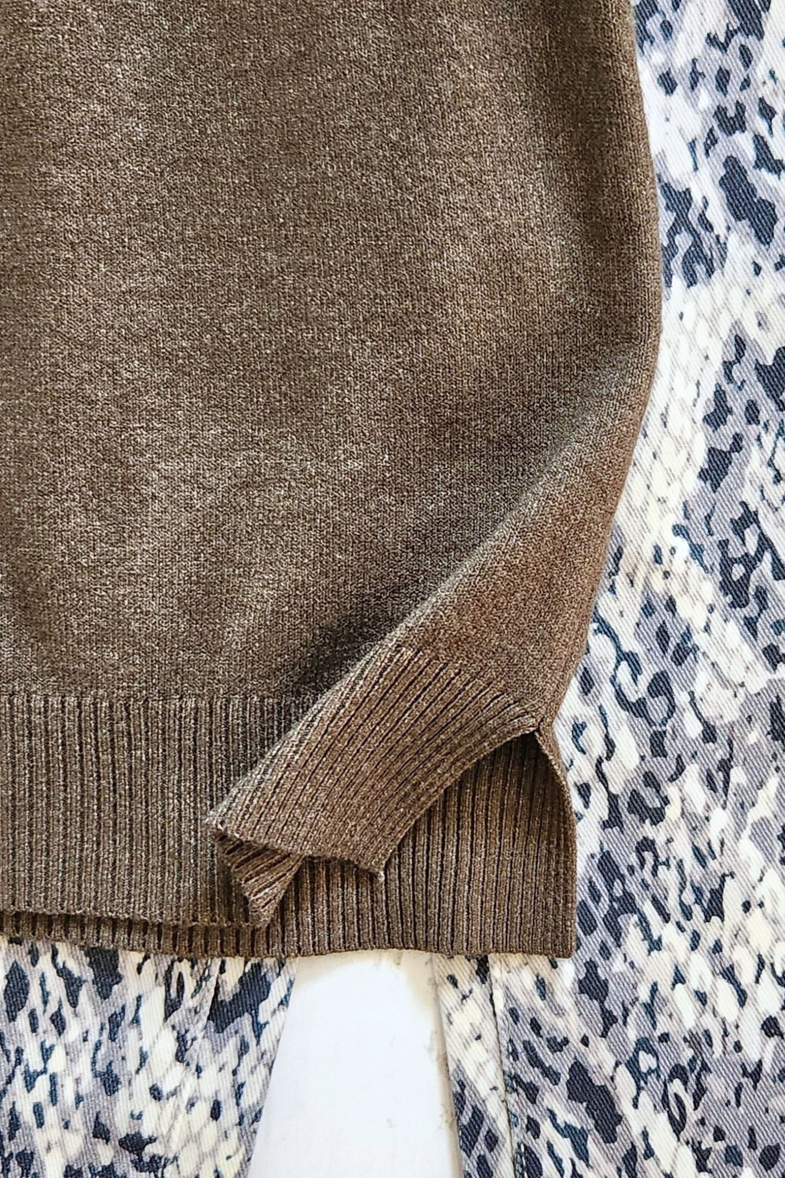 Heather Olive Front Seam Sweater