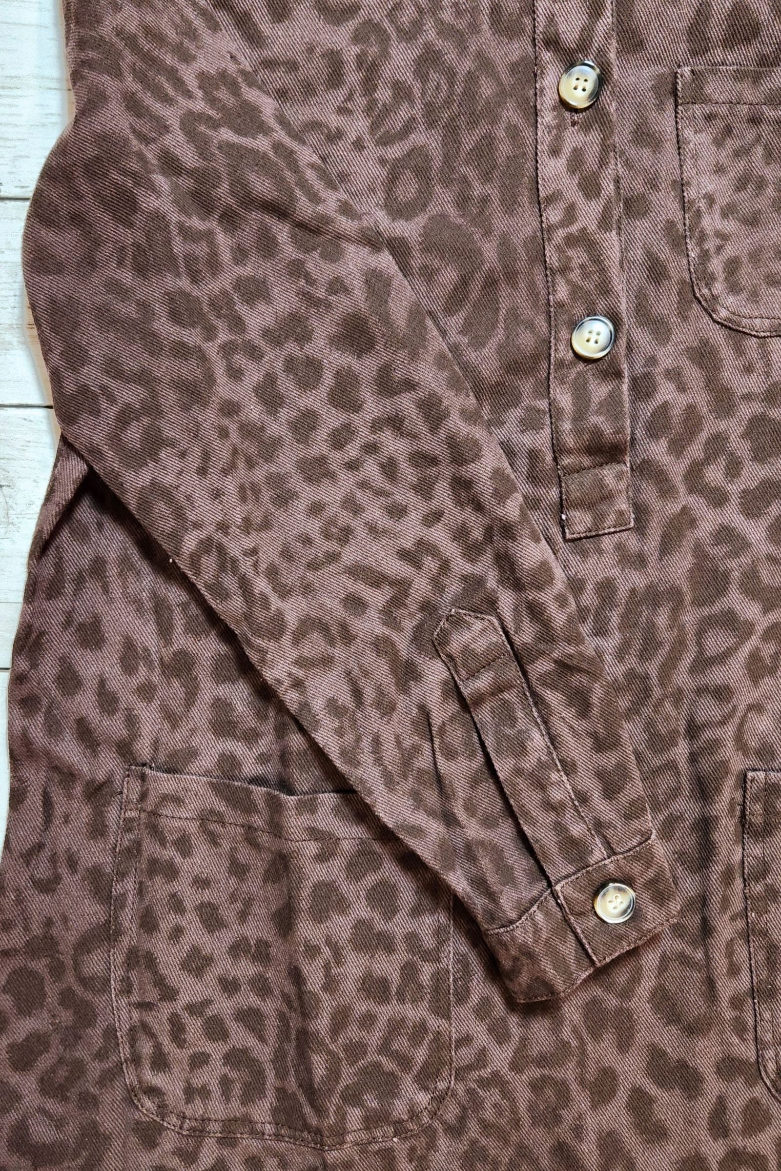 Brown Leopard Collared Shirt Dress