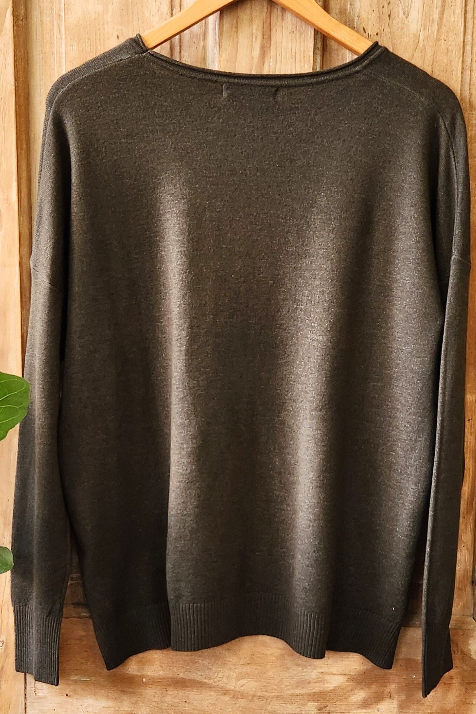 Heather Olive Front Seam Sweater