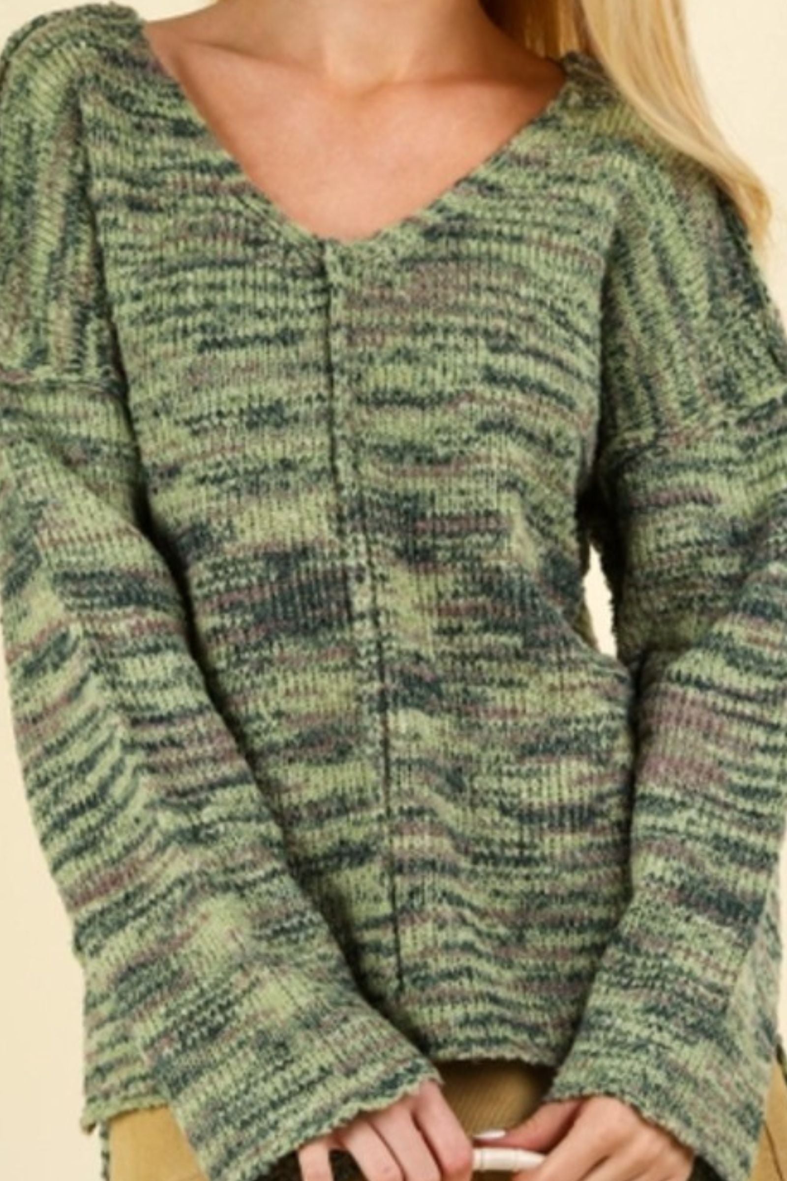 Marbled Green Sweater Top