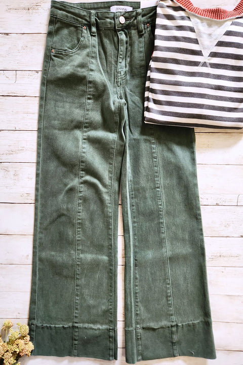 Mid-rise Olive Denim Jeans