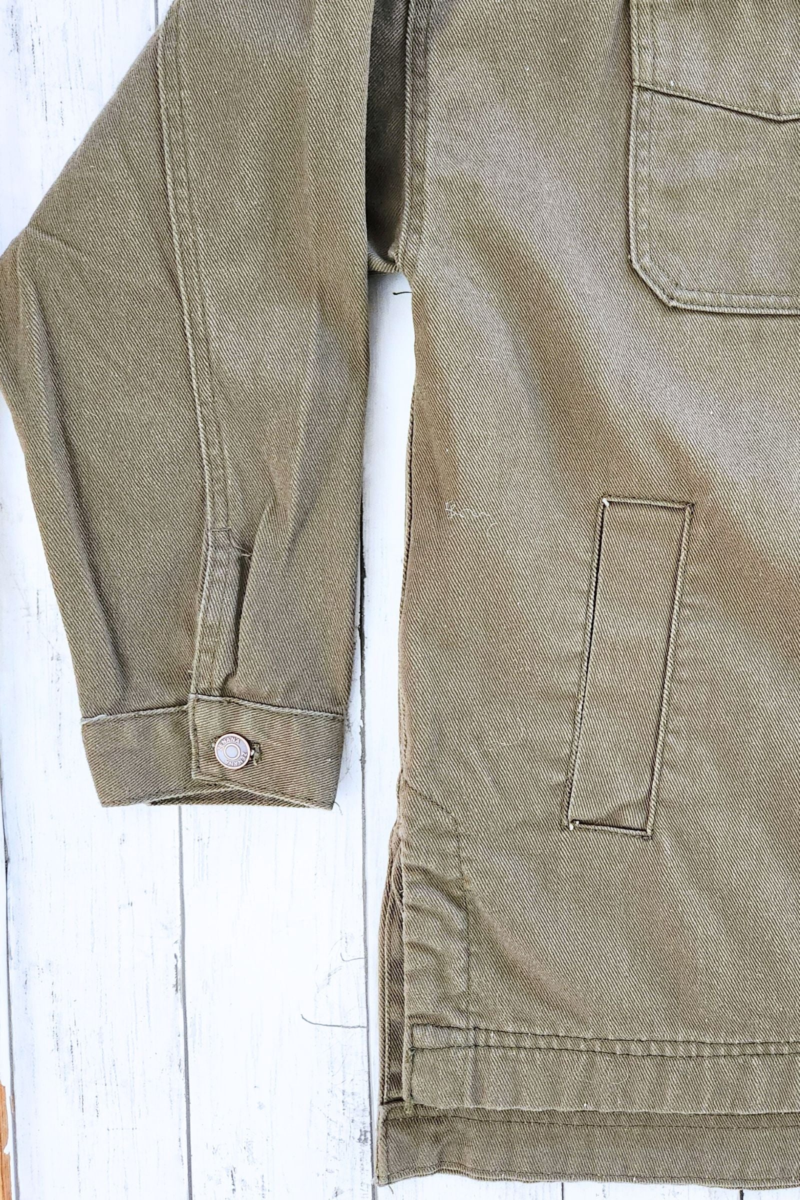 Olive Button Front Collared Shacket