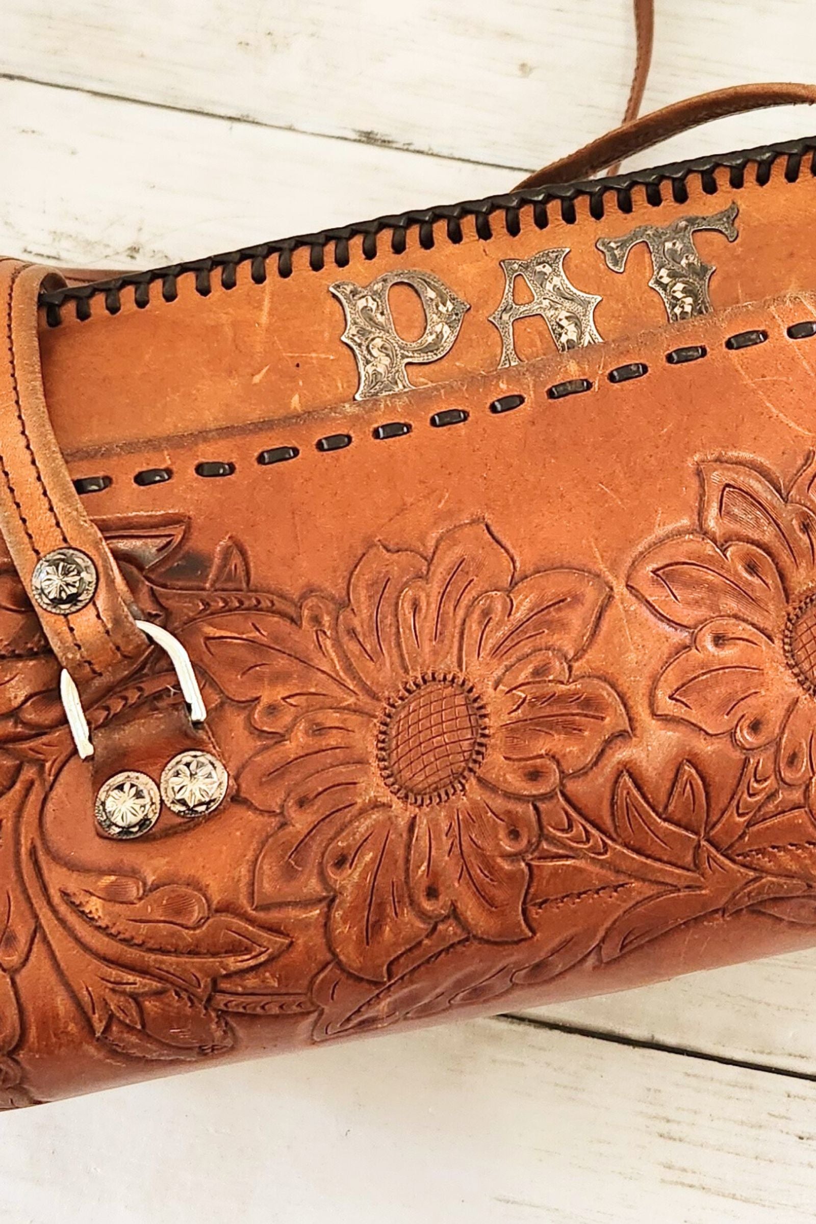 Vintage PAT Tooled Leather Bag