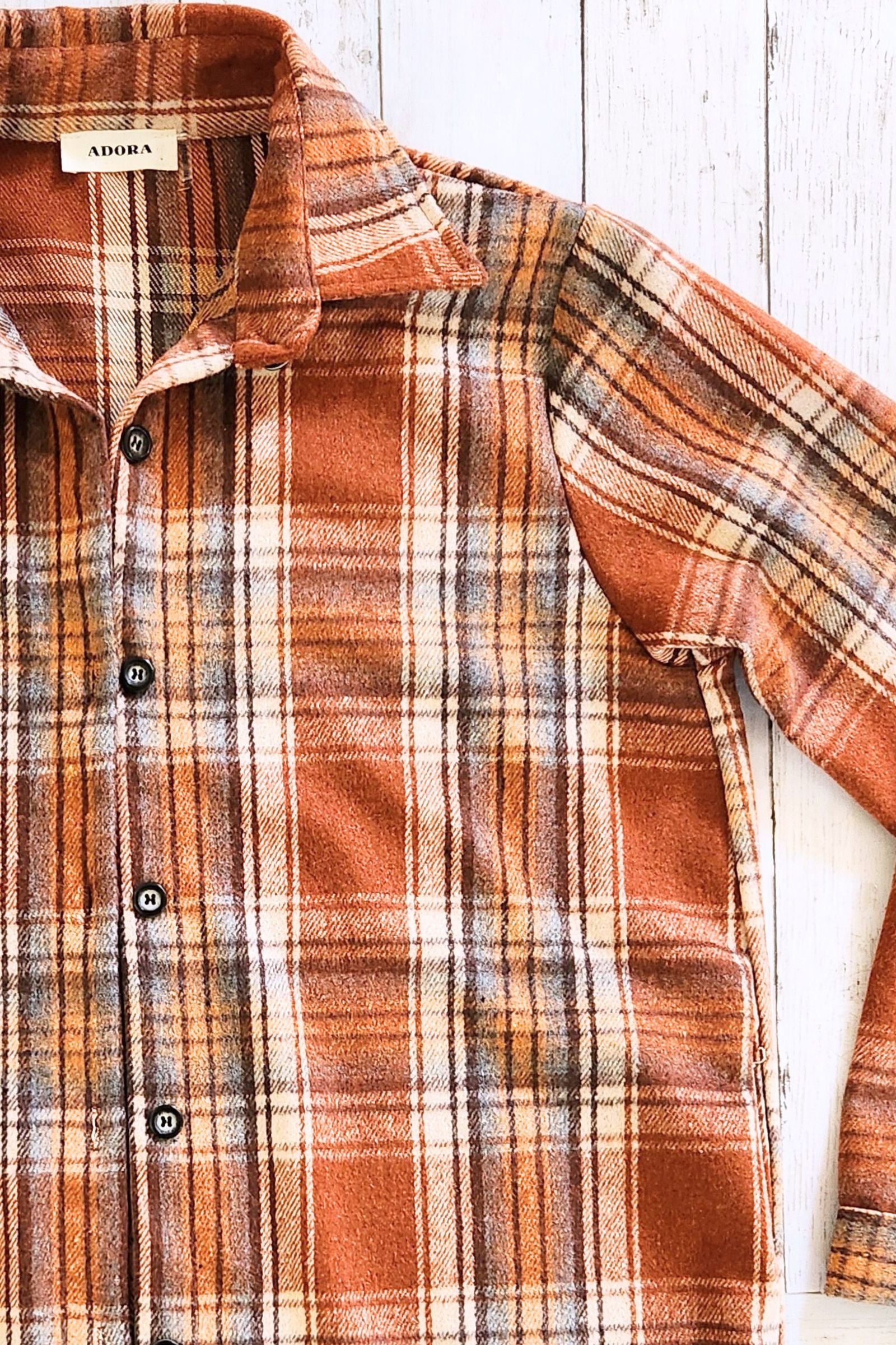 Rust Flannel Button Down Shacket