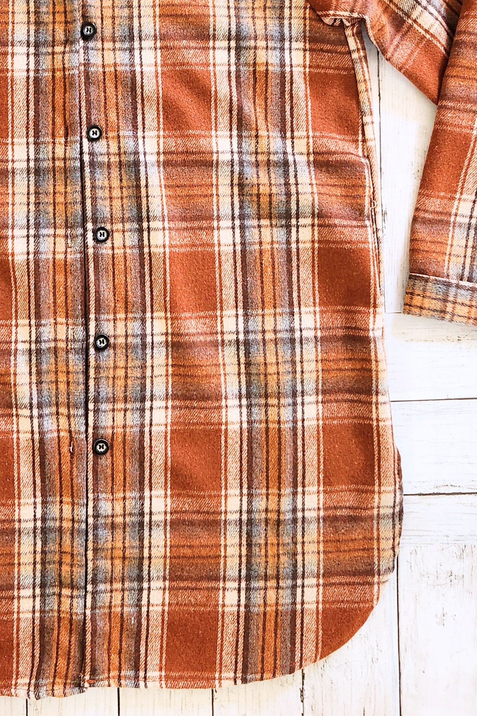 Rust Flannel Button Down Shacket