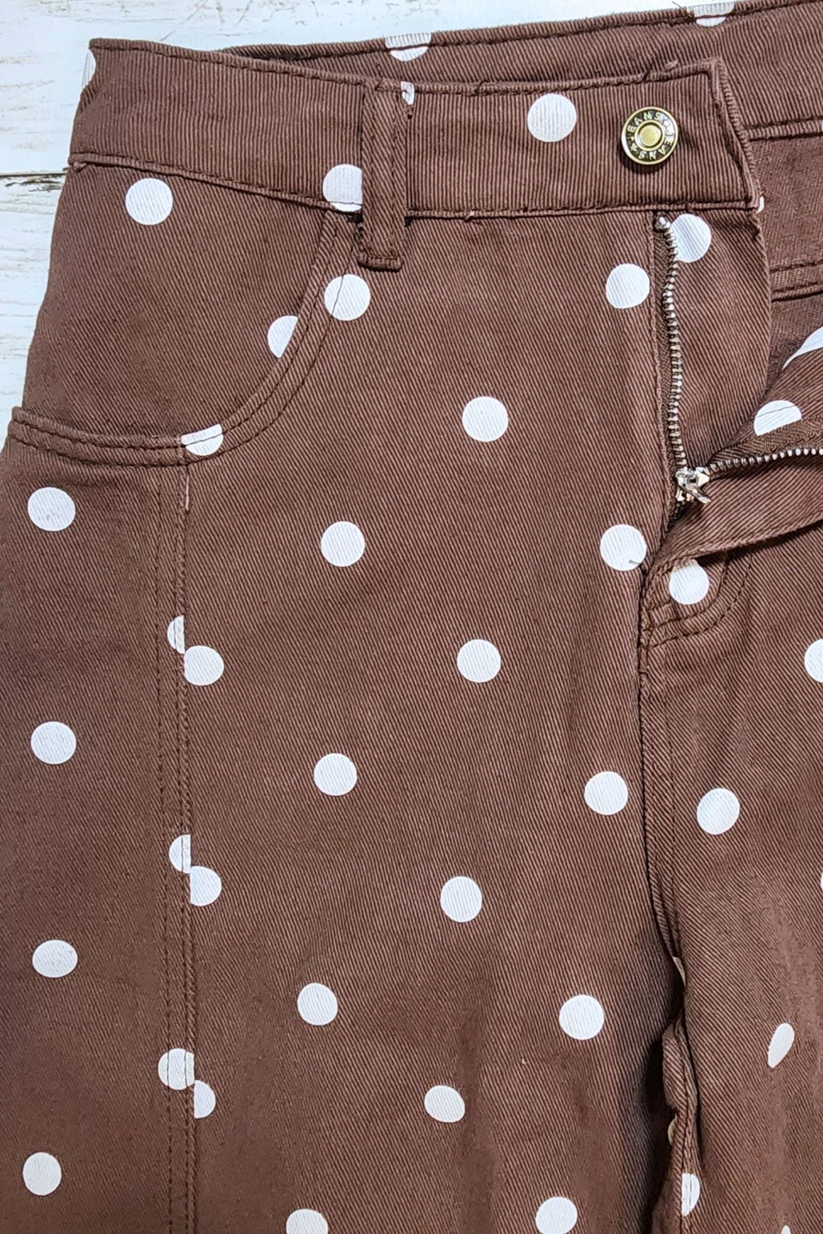 Brown Polka Dot Barrel Jeans