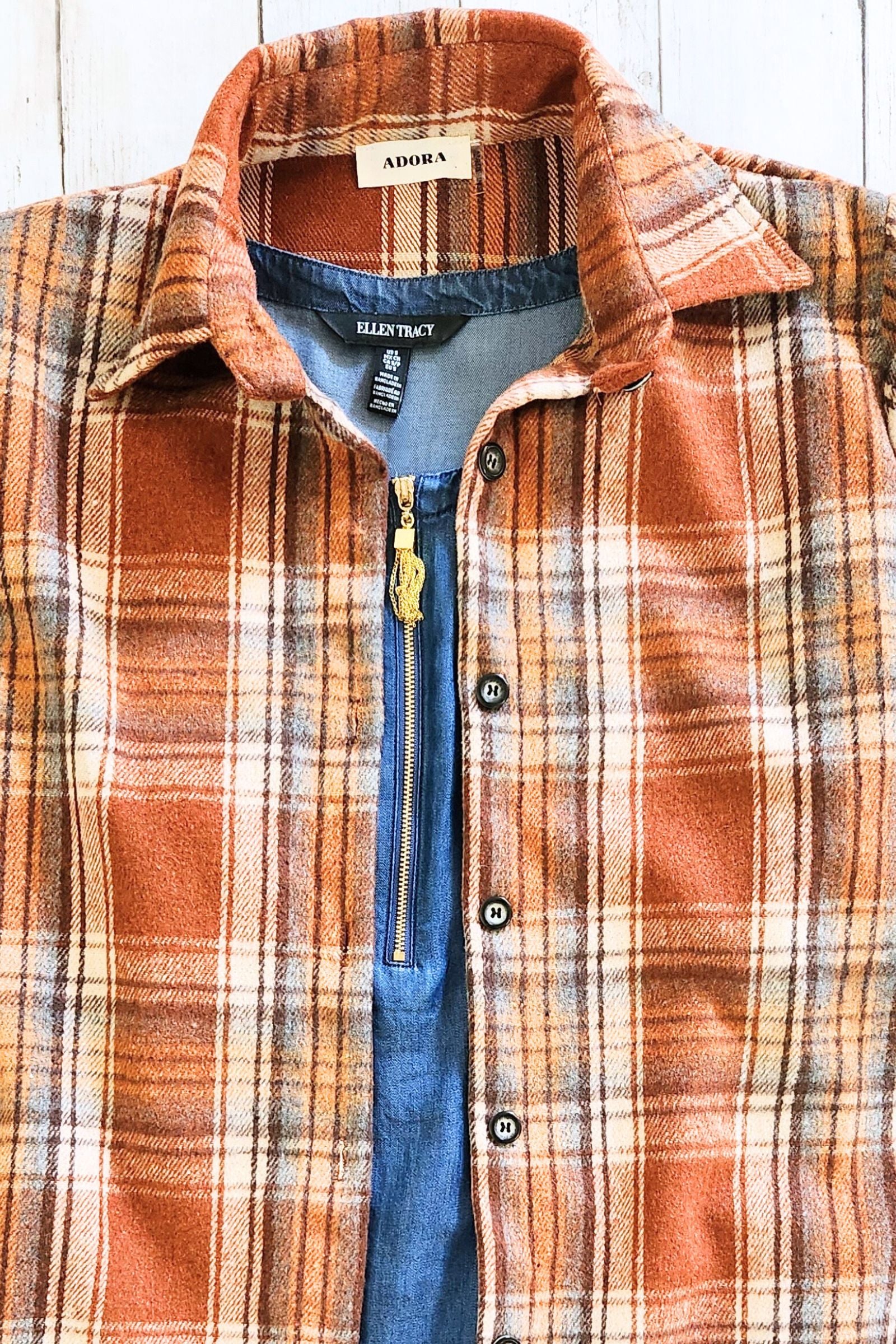 Rust Flannel Button Down Shacket