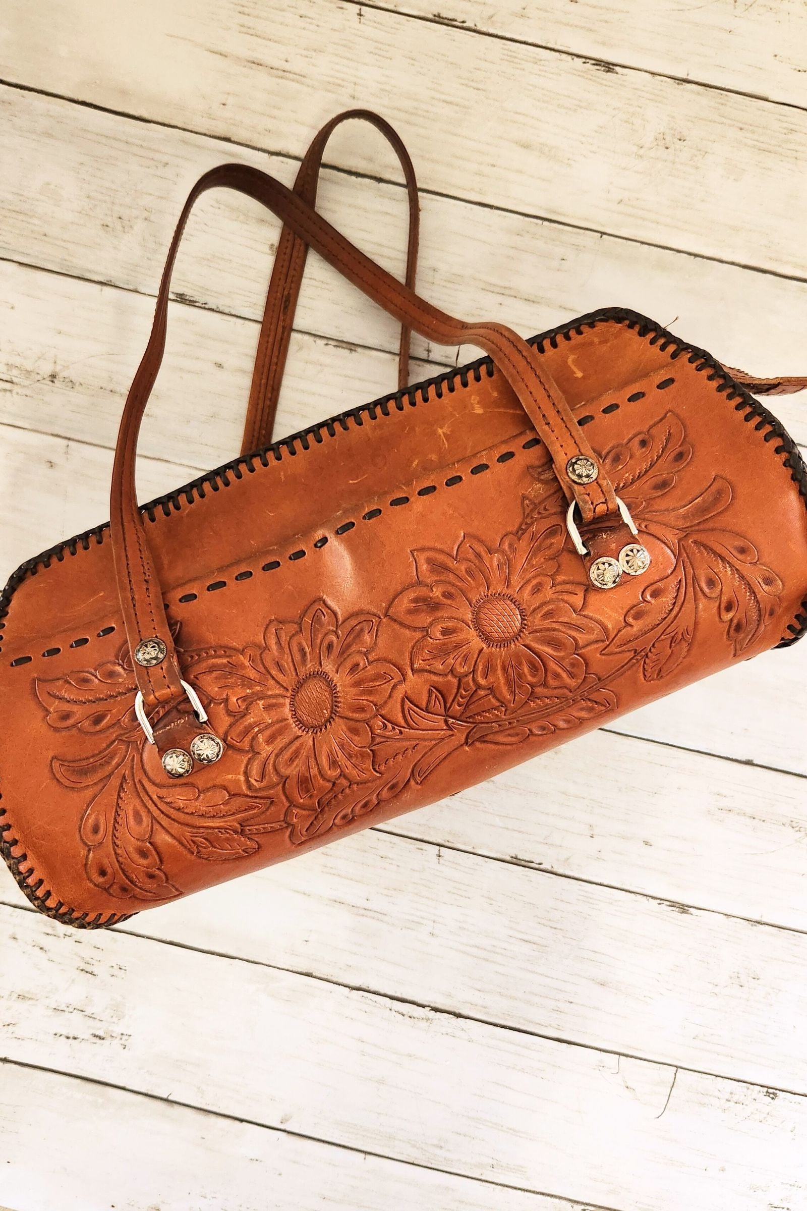 Vintage PAT Tooled Leather Bag