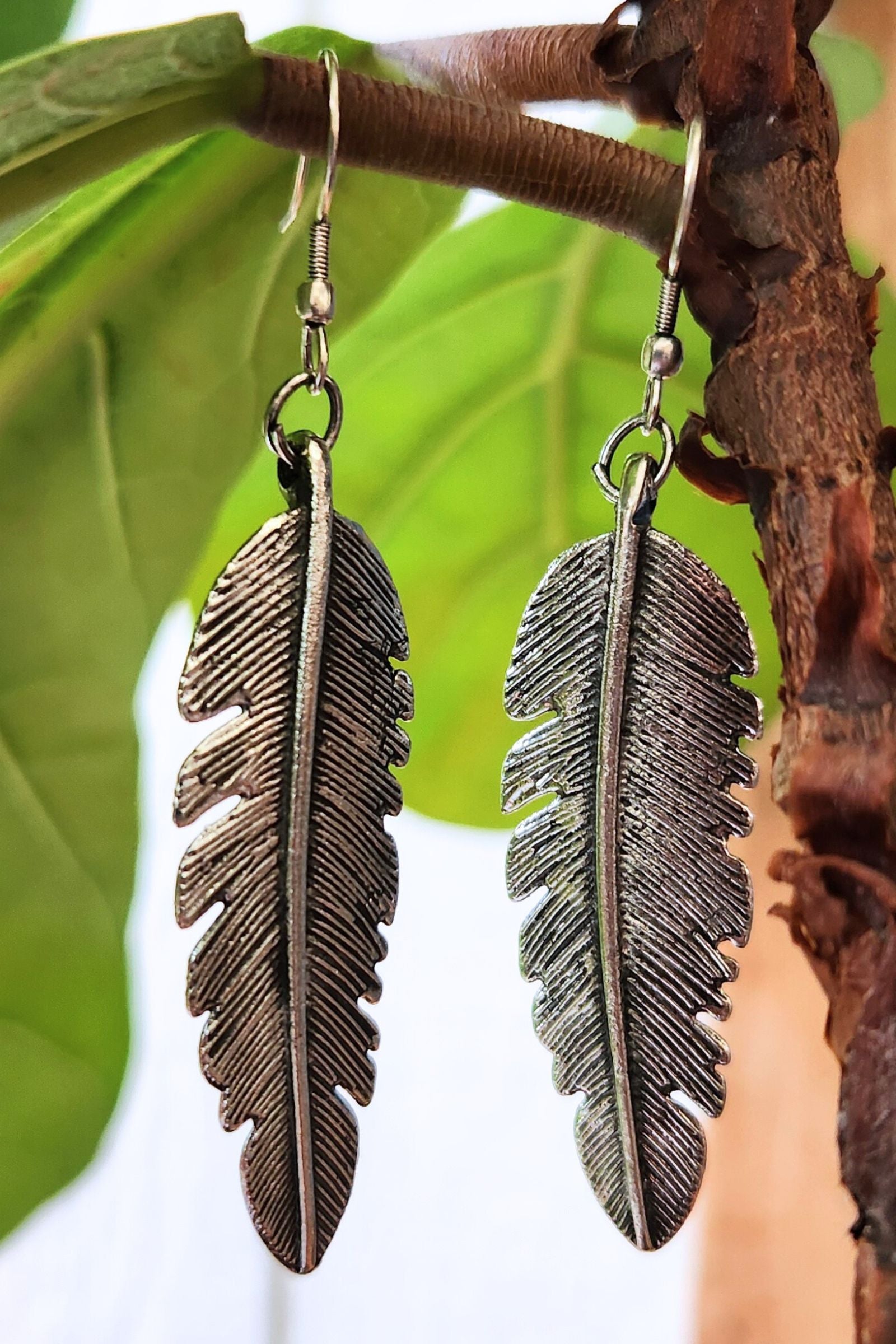 Freebird Silver Feather Earrings