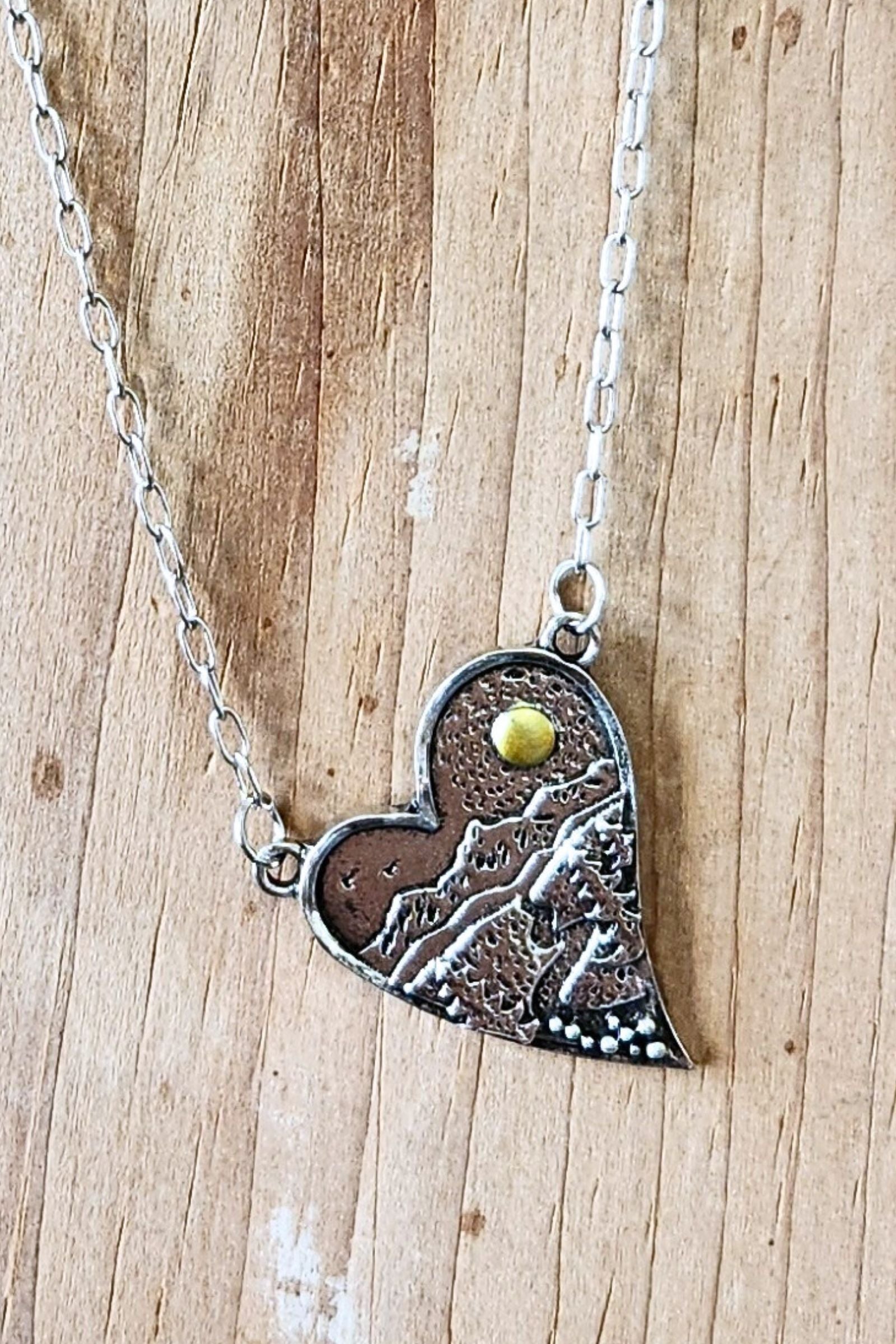 Love the Outdoors Silver Heart Necklace