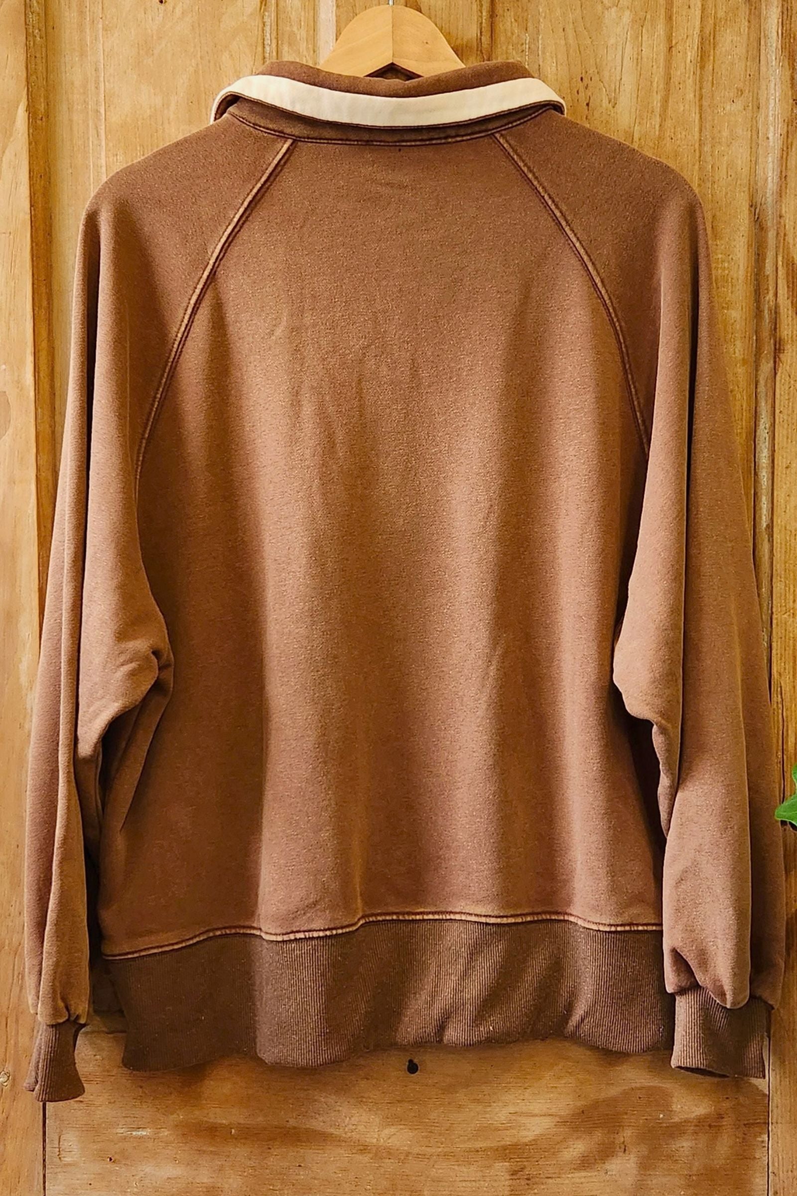 Washed Brown V Neck Sweatshirt