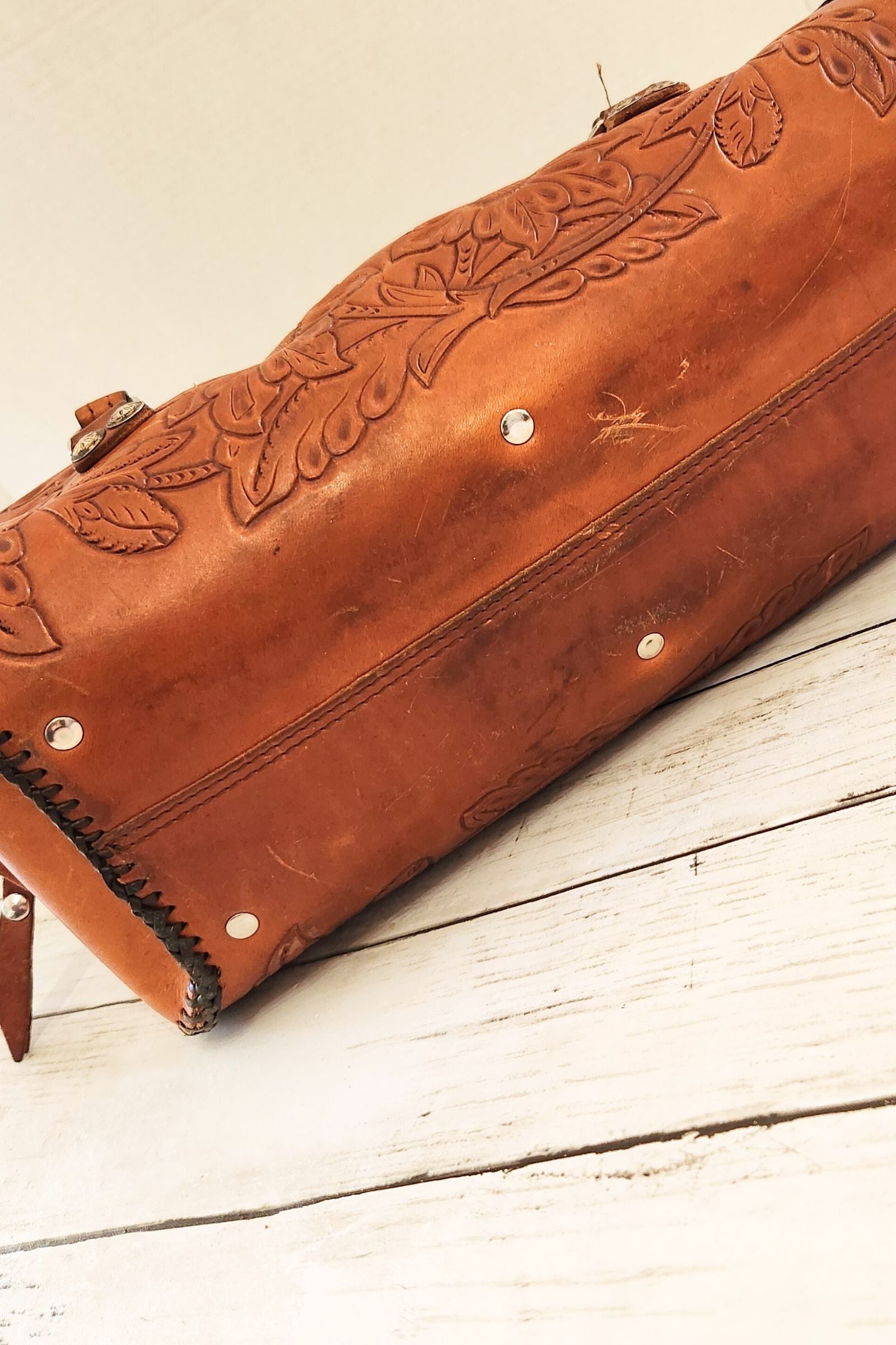 Vintage PAT Tooled Leather Bag