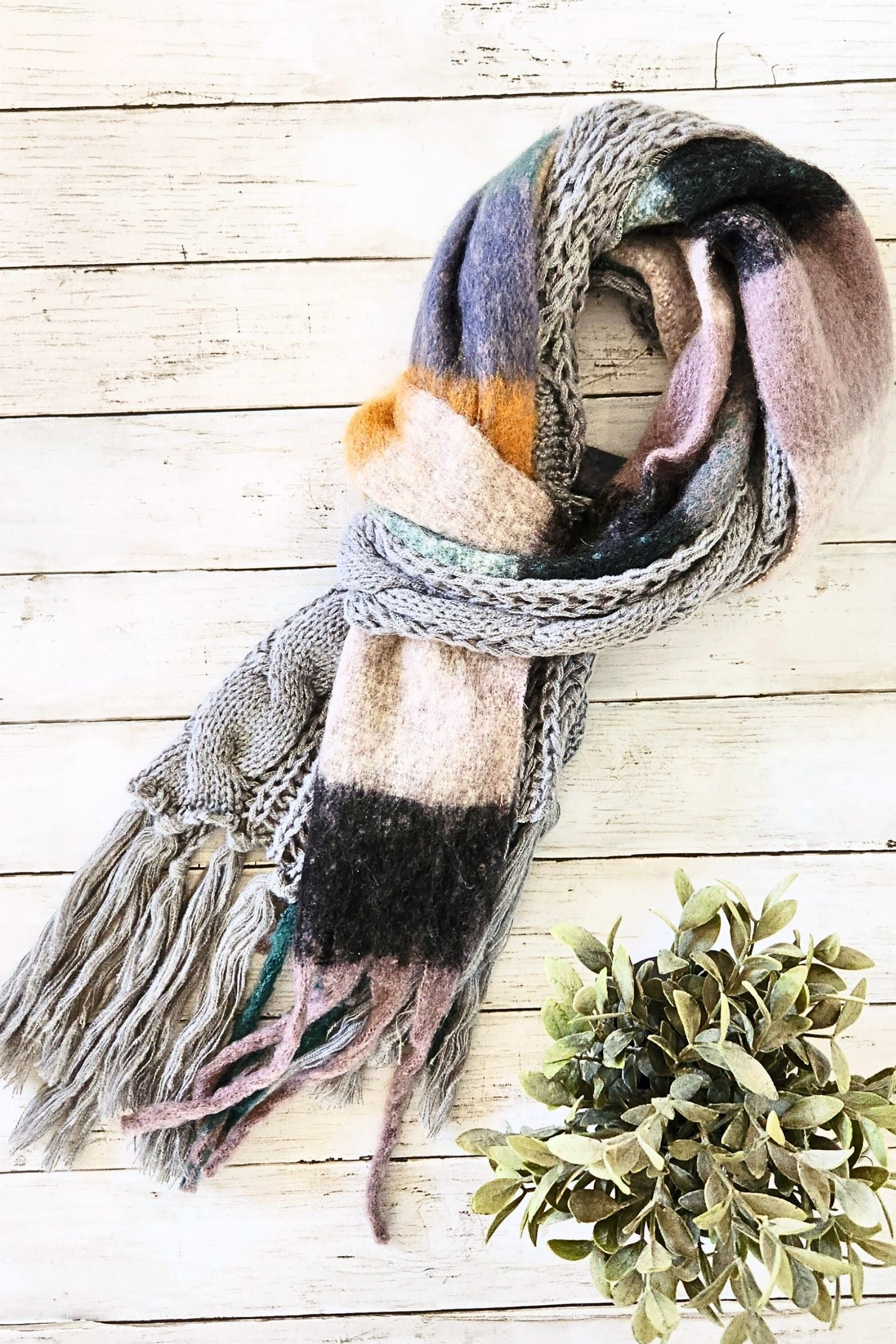 Dual Knit Tassel Scarf