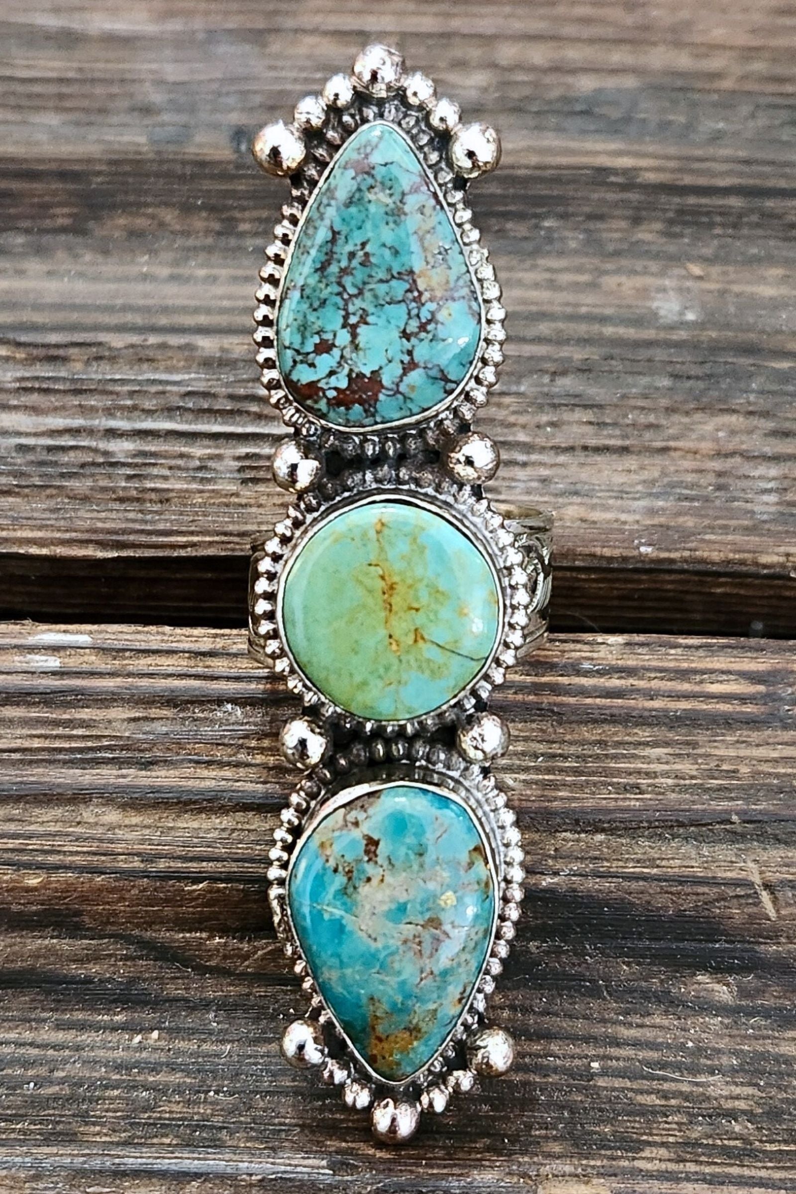 Adjustable Tibetan Silver Turquoise Crawler Ring | One-of-a-Kind (020)