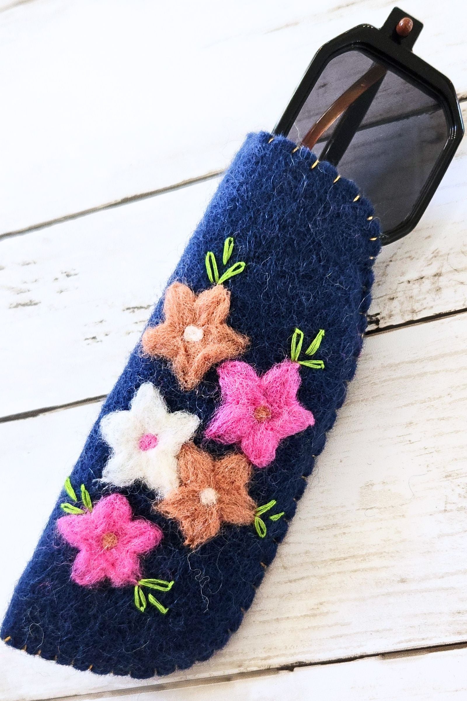 Indigo Felted Sunglass Case
