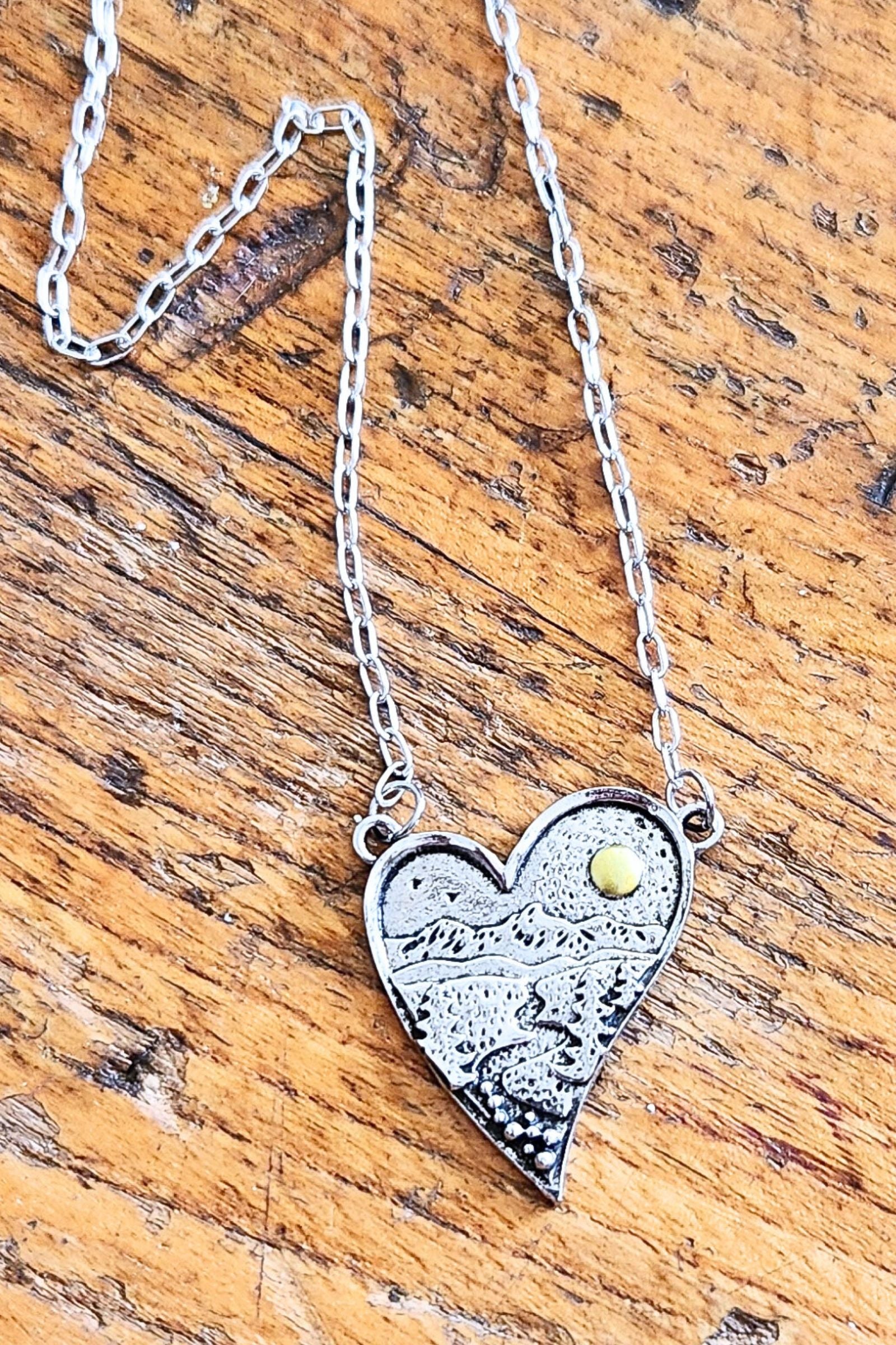 Love the Outdoors Silver Heart Necklace