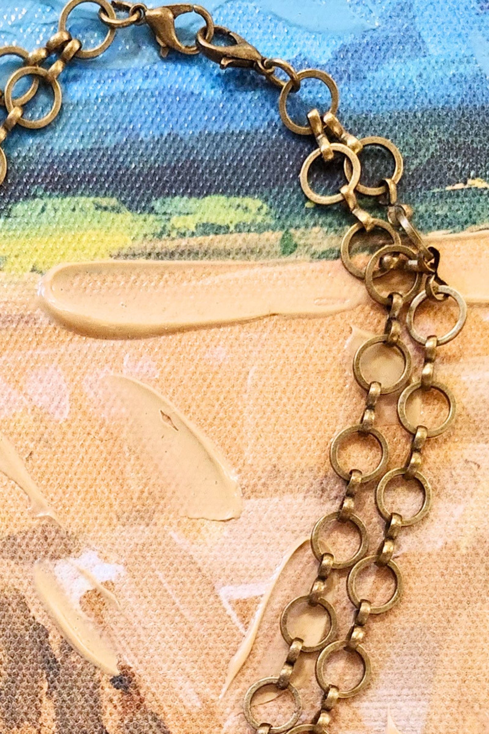 Brass Circle Chain Double Strand Necklace