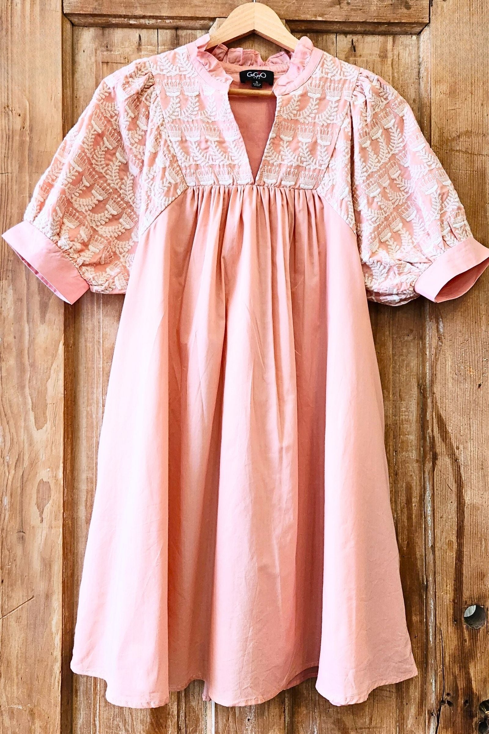 Rose Floral Embroidered V Neck Dress