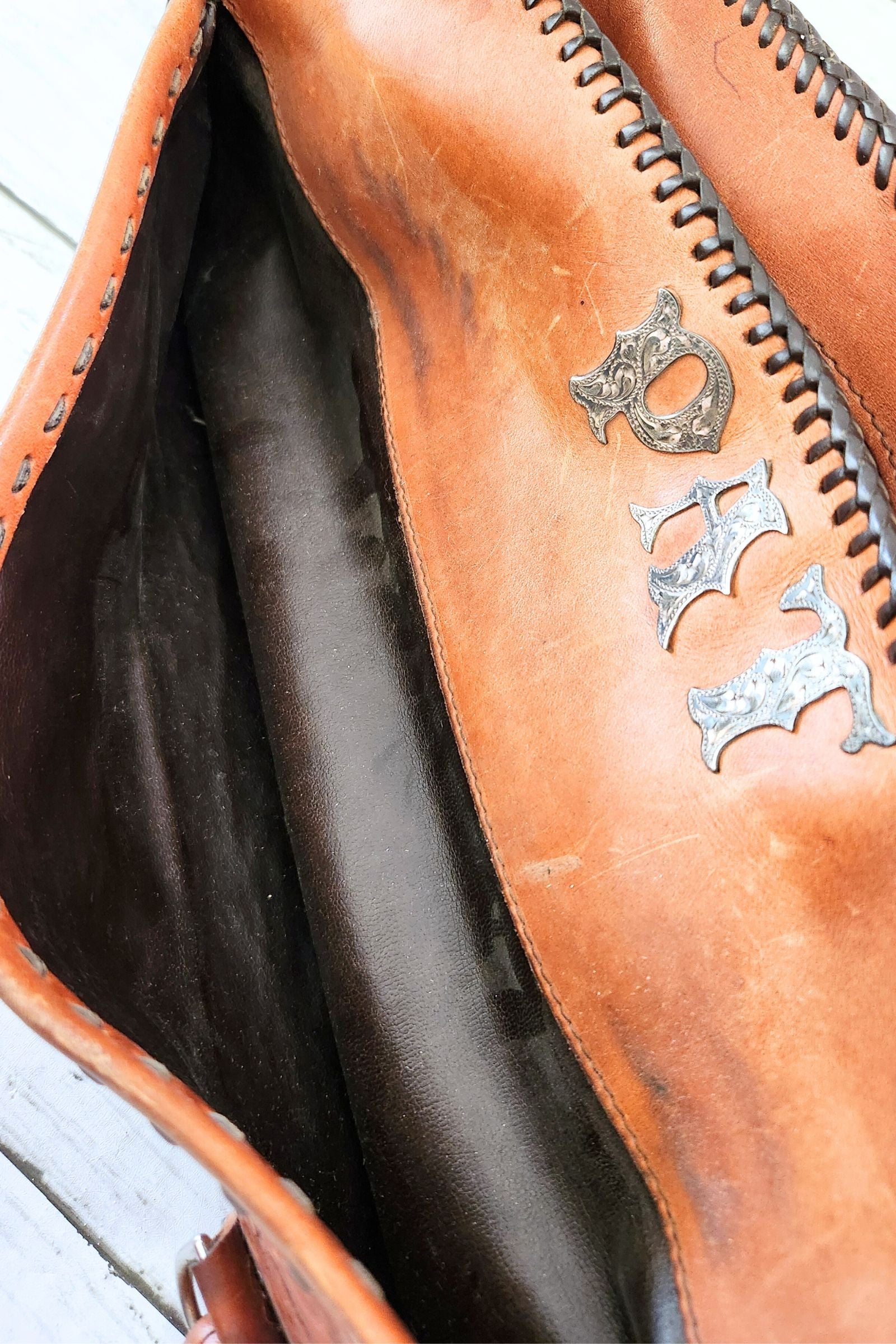 Vintage PAT Tooled Leather Bag