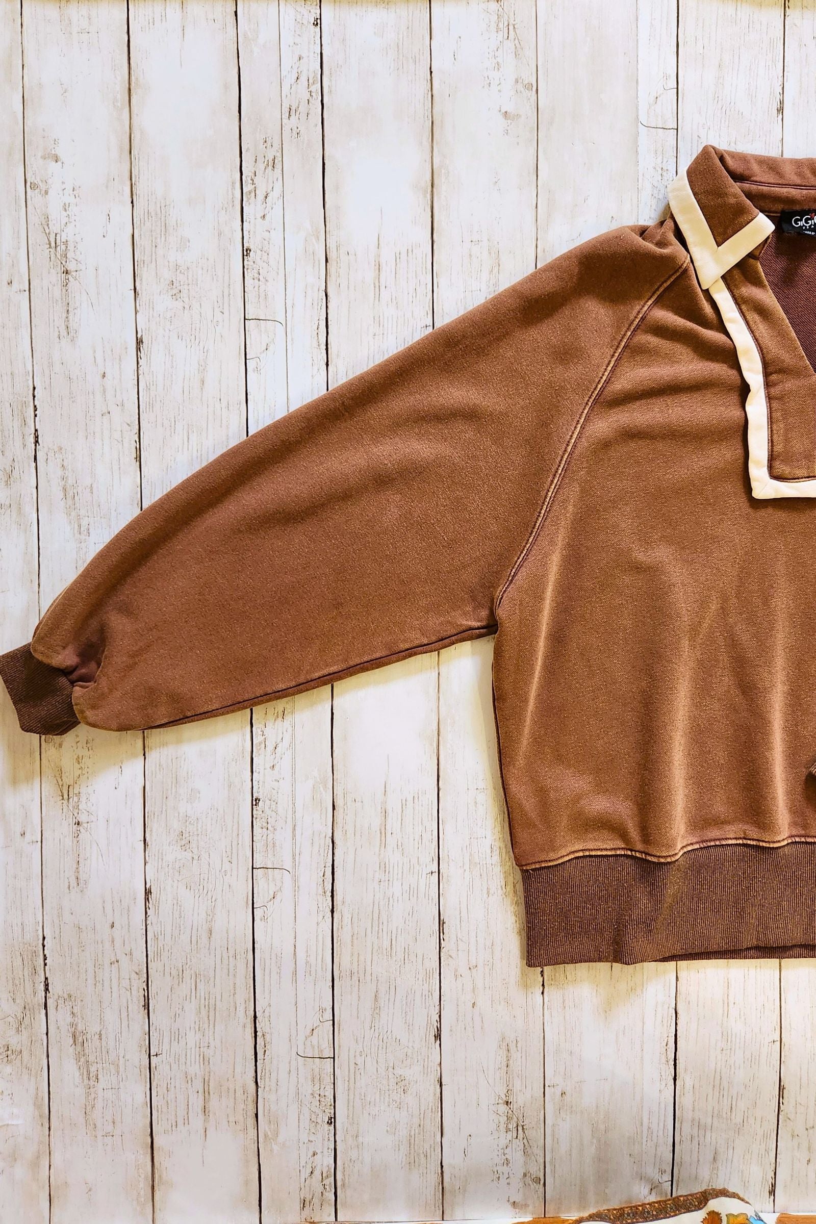 Washed Brown V Neck Sweatshirt