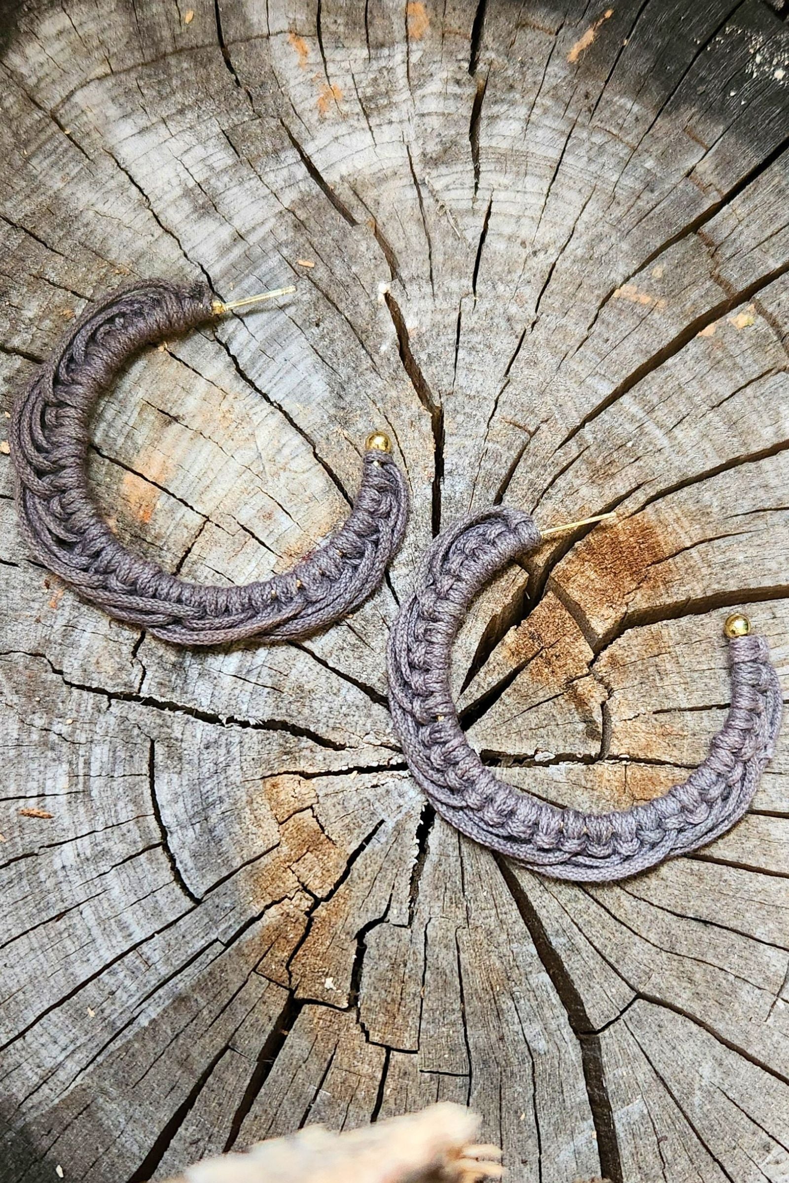 Charcoal Woven Hoop Earrings