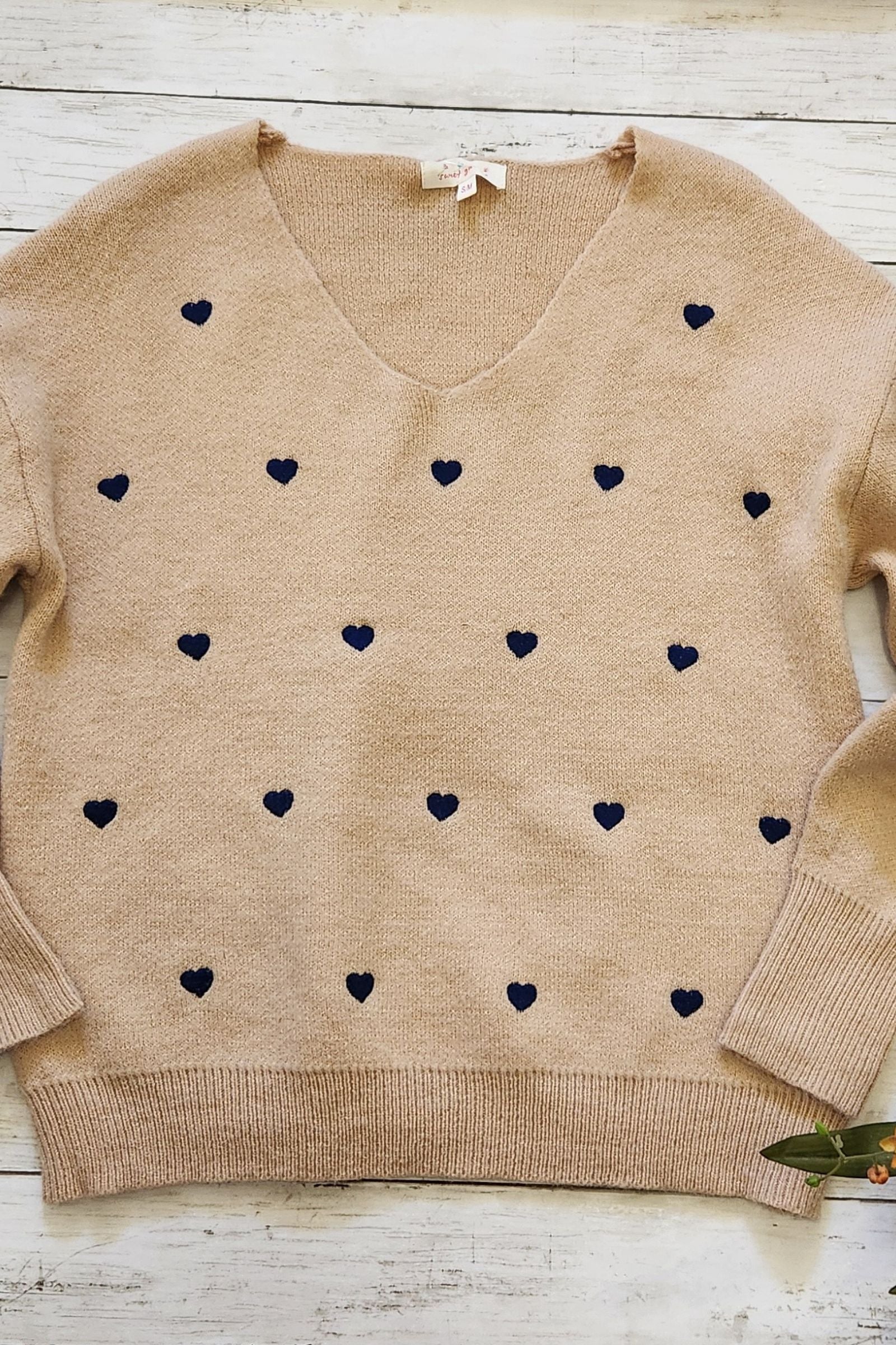 Neutral Heart Pullover Sweater
