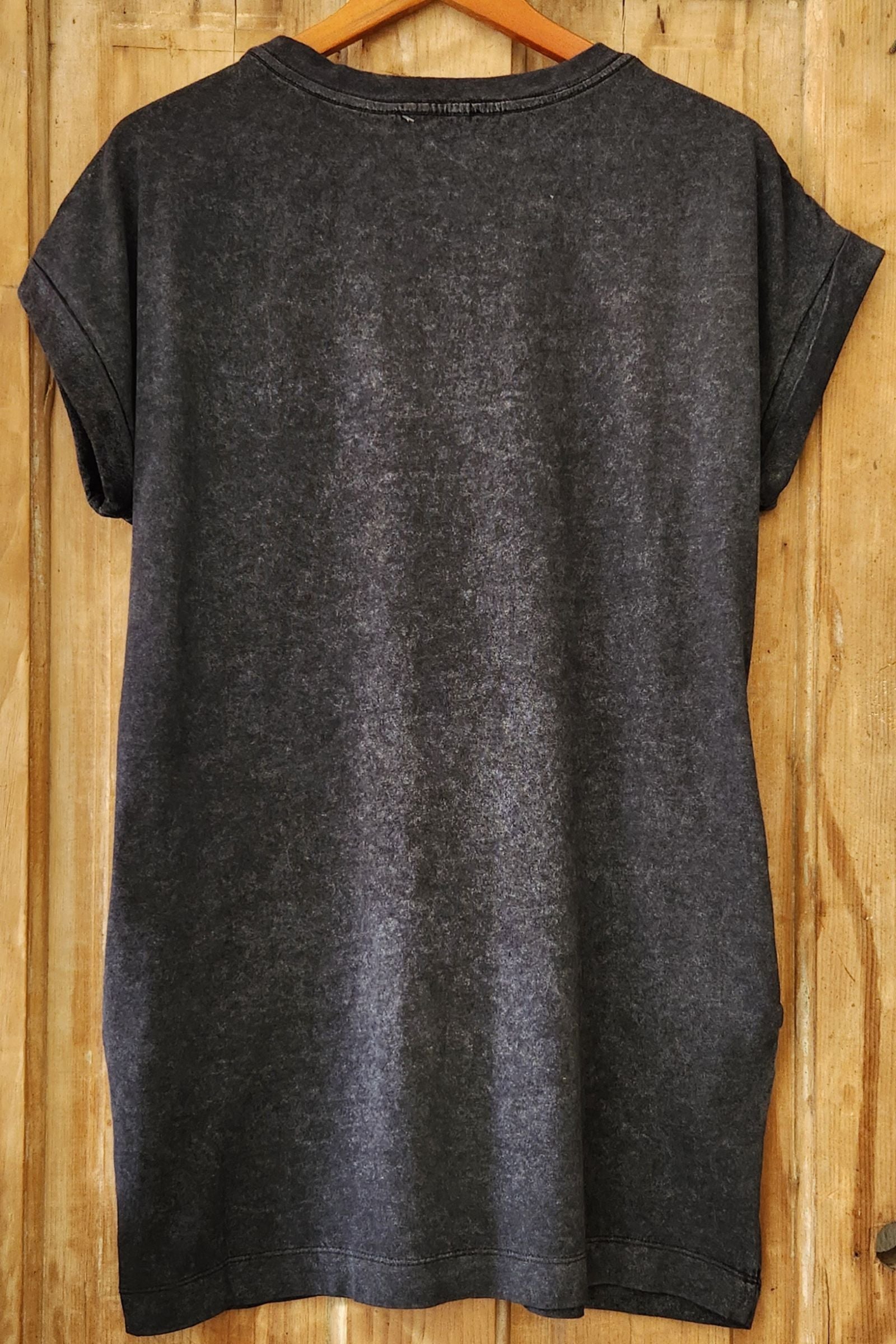 Black Cotton Washed T Shirt Dress