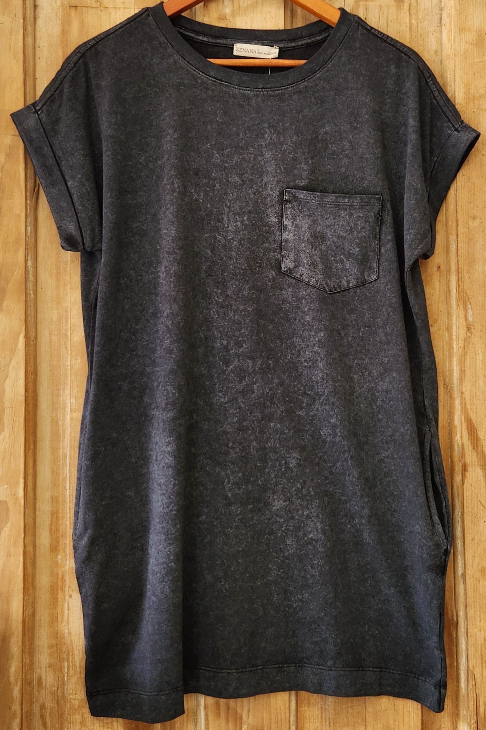 Black Cotton Washed T Shirt Dress