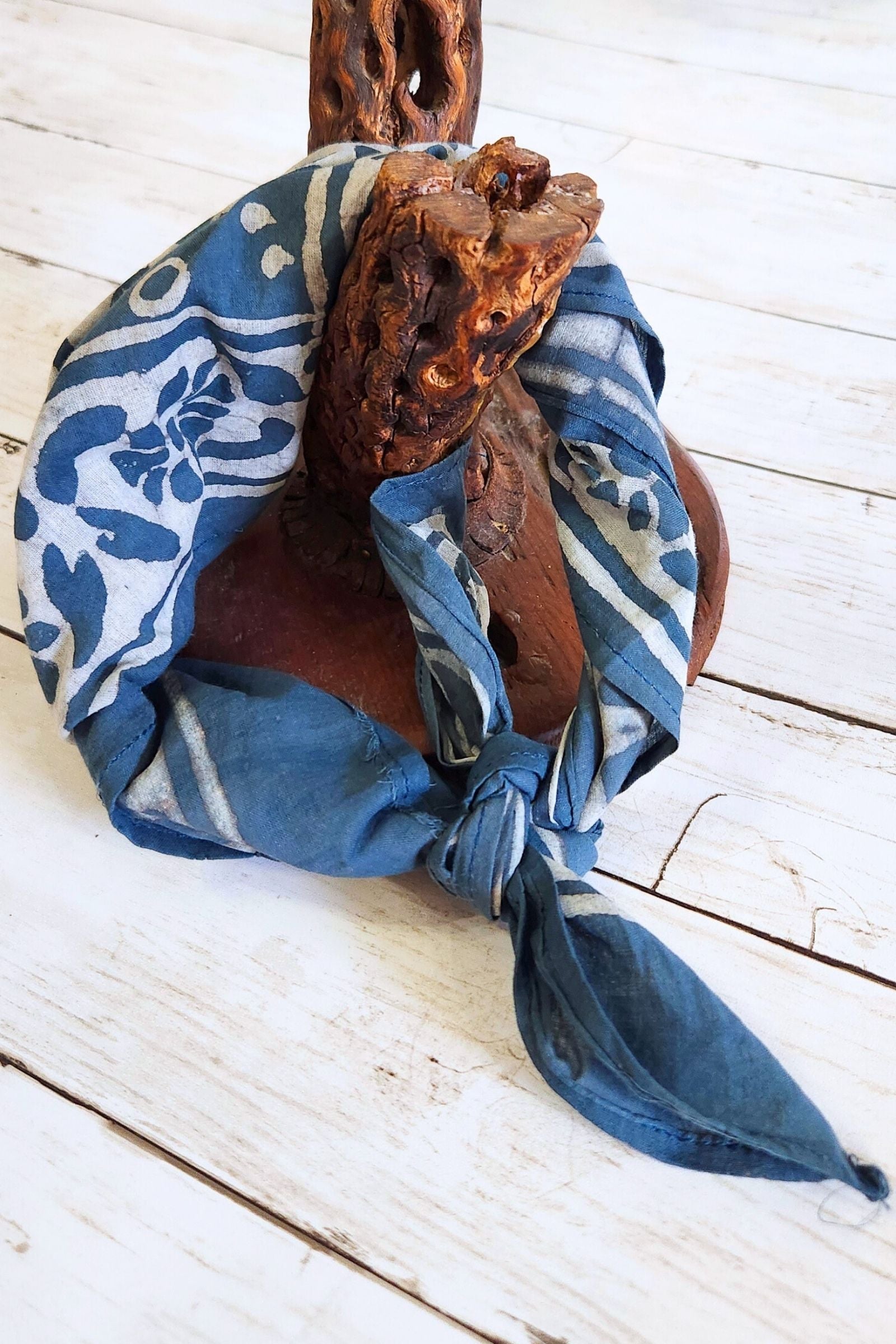 Blue Wave Block Print Bandana