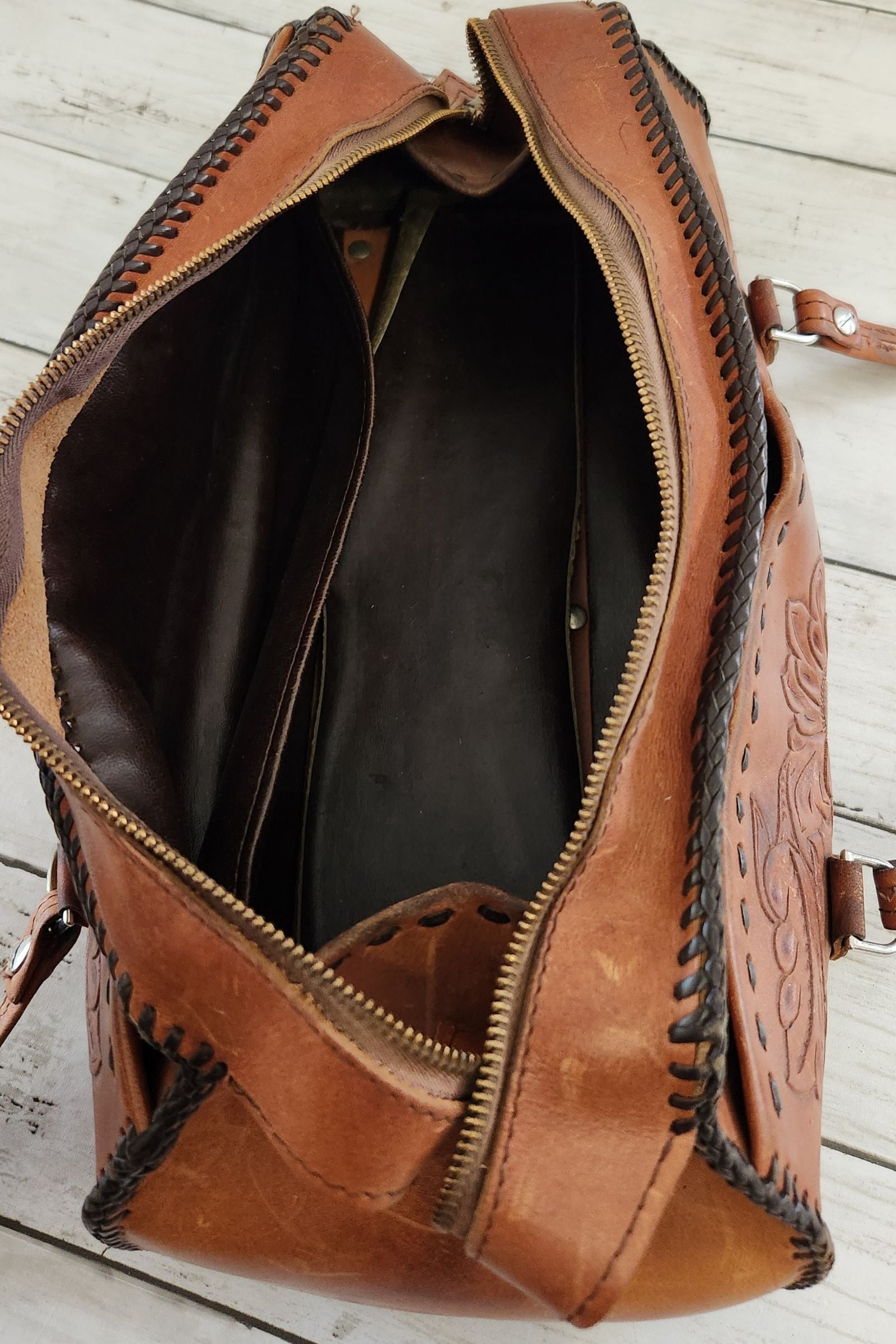 Vintage PAT Tooled Leather Bag