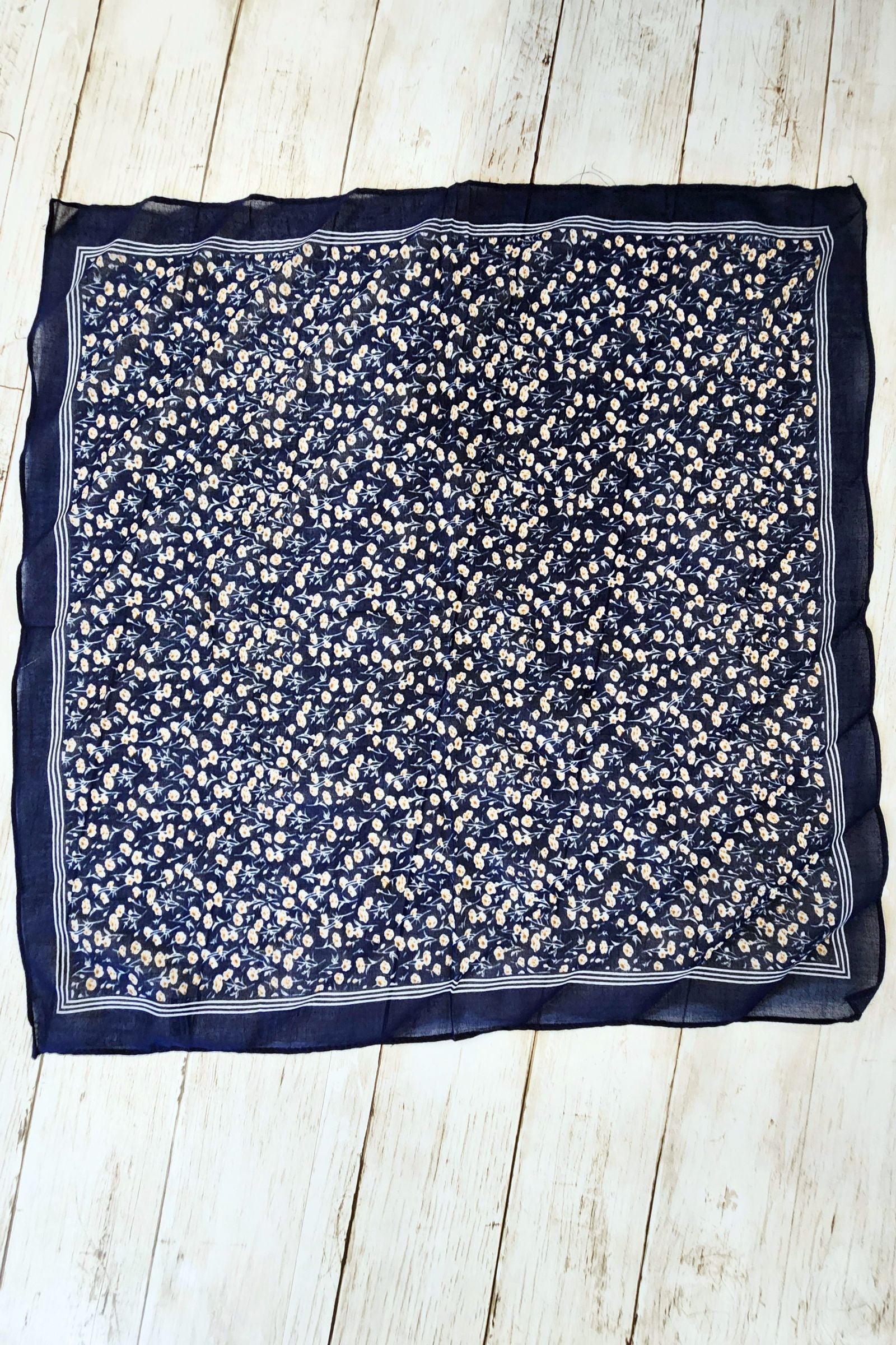 Navy Field of Flowers Bandana