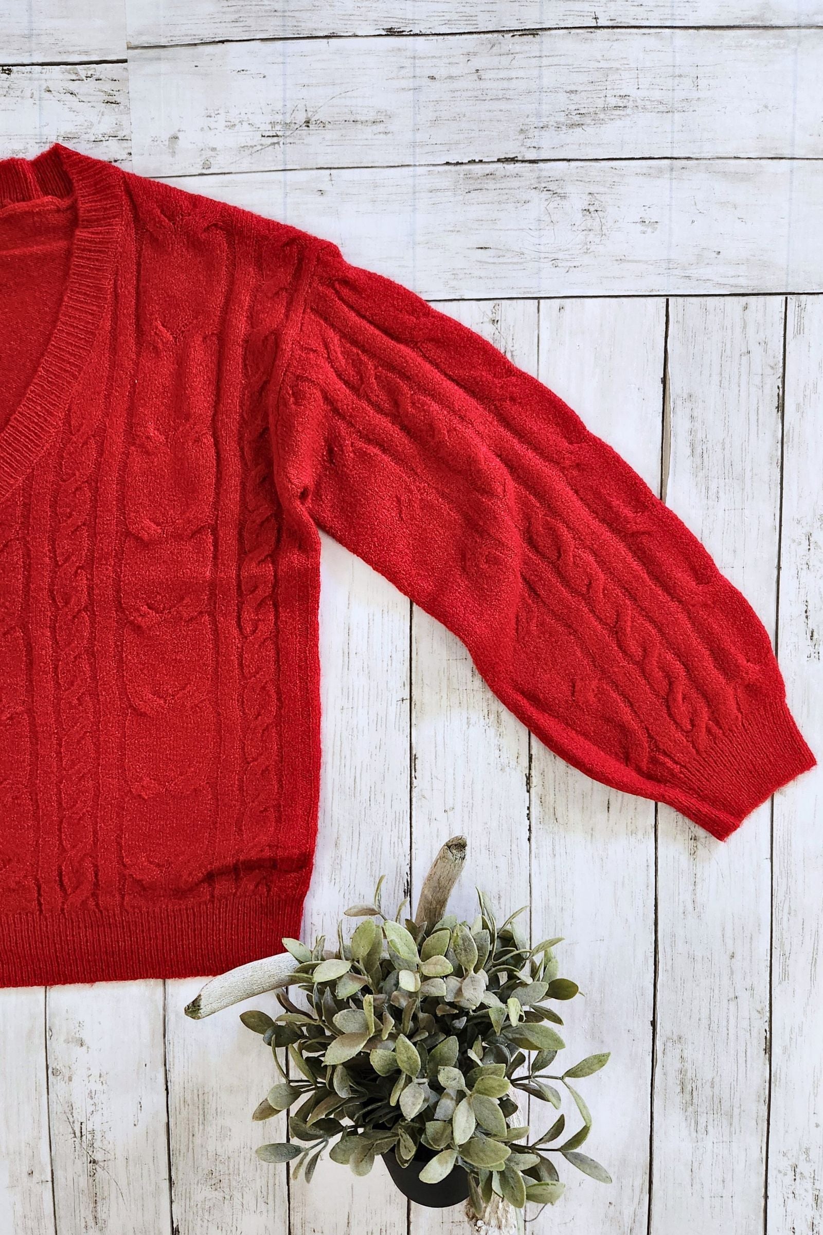 Red Cable Knit Sweater