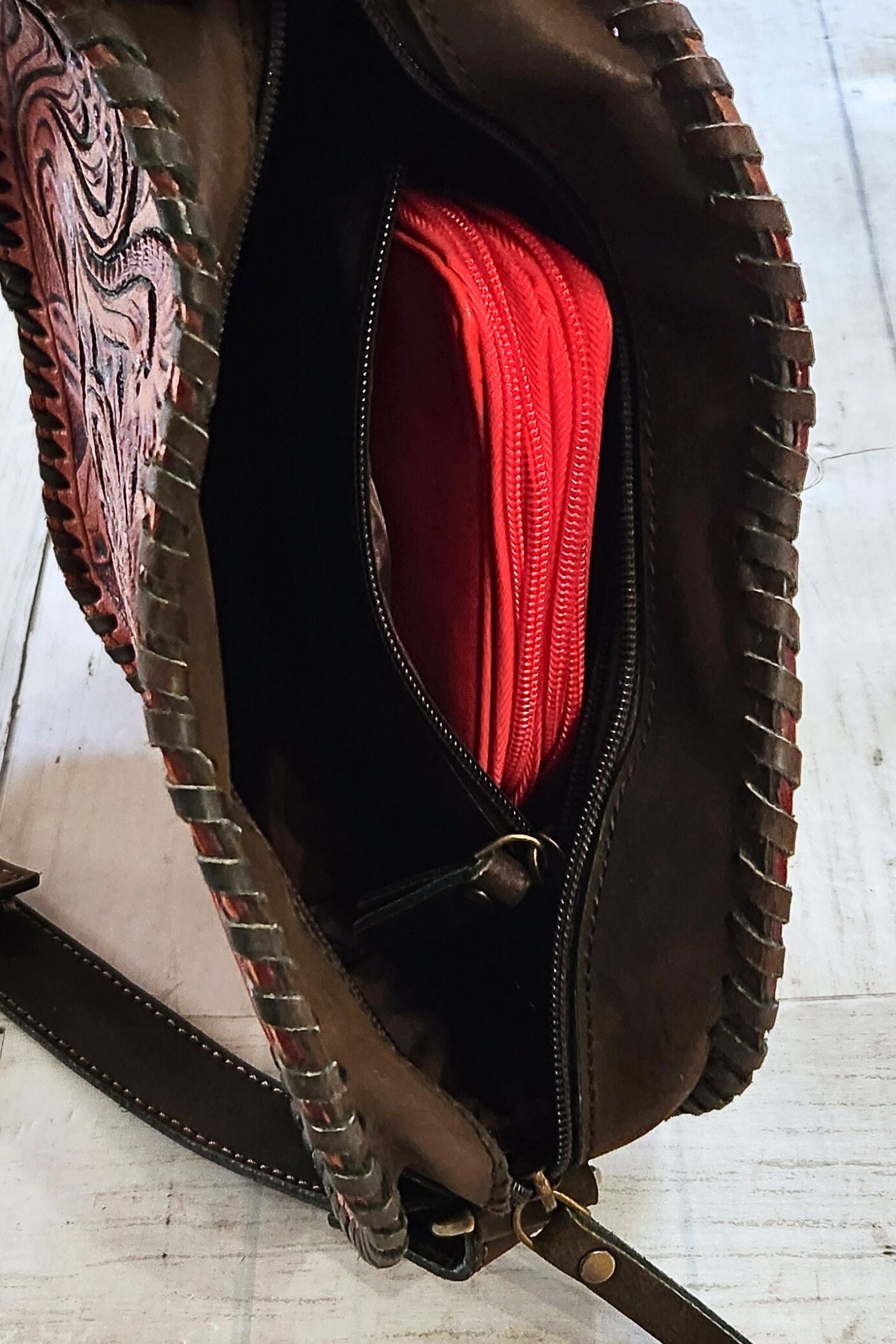 Heart Shape Tooled Leather Bag