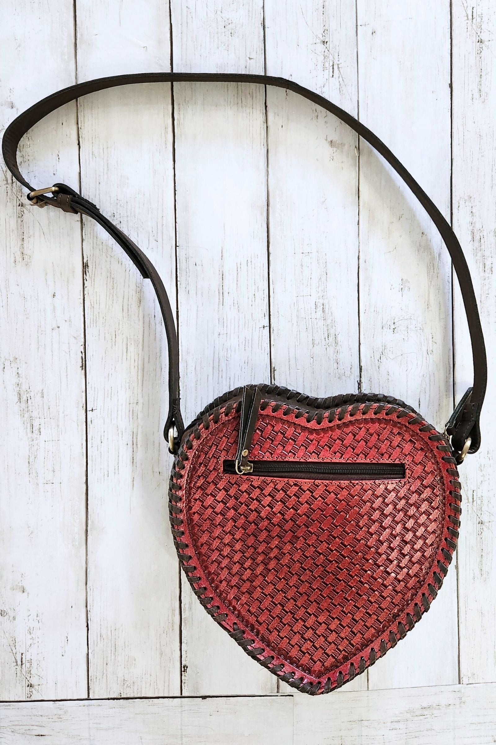 Heart Shape Tooled Leather Bag