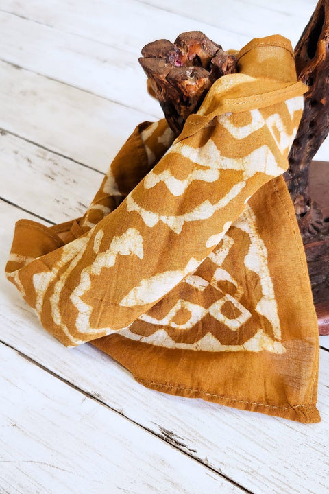 Yellow Floral Block Print Bandana