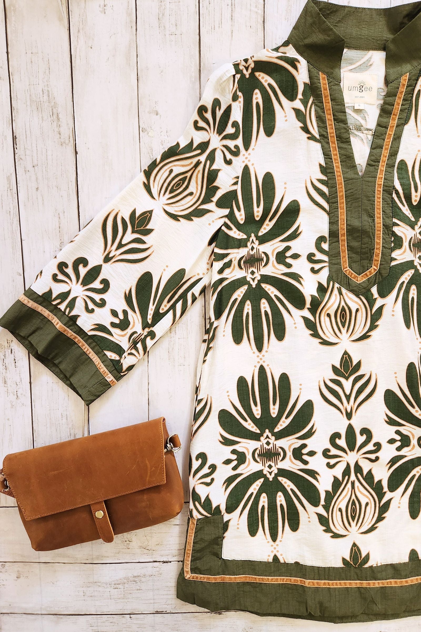 Olive Baroque Floral Tunic