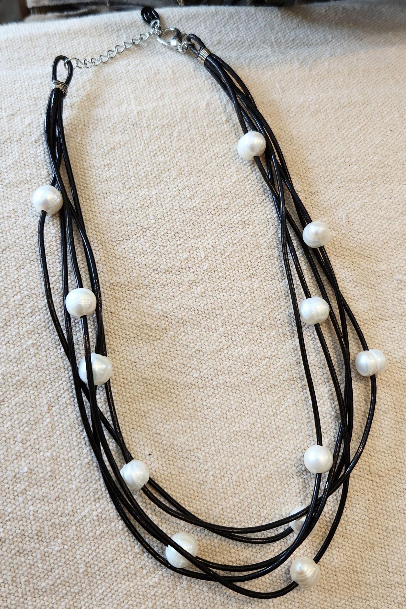 Lennox Leather & Pearl Necklace