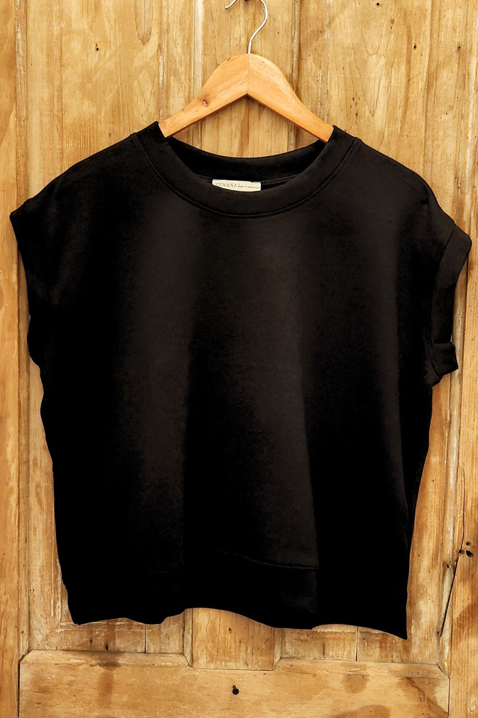 Black Scuba Pullover Top