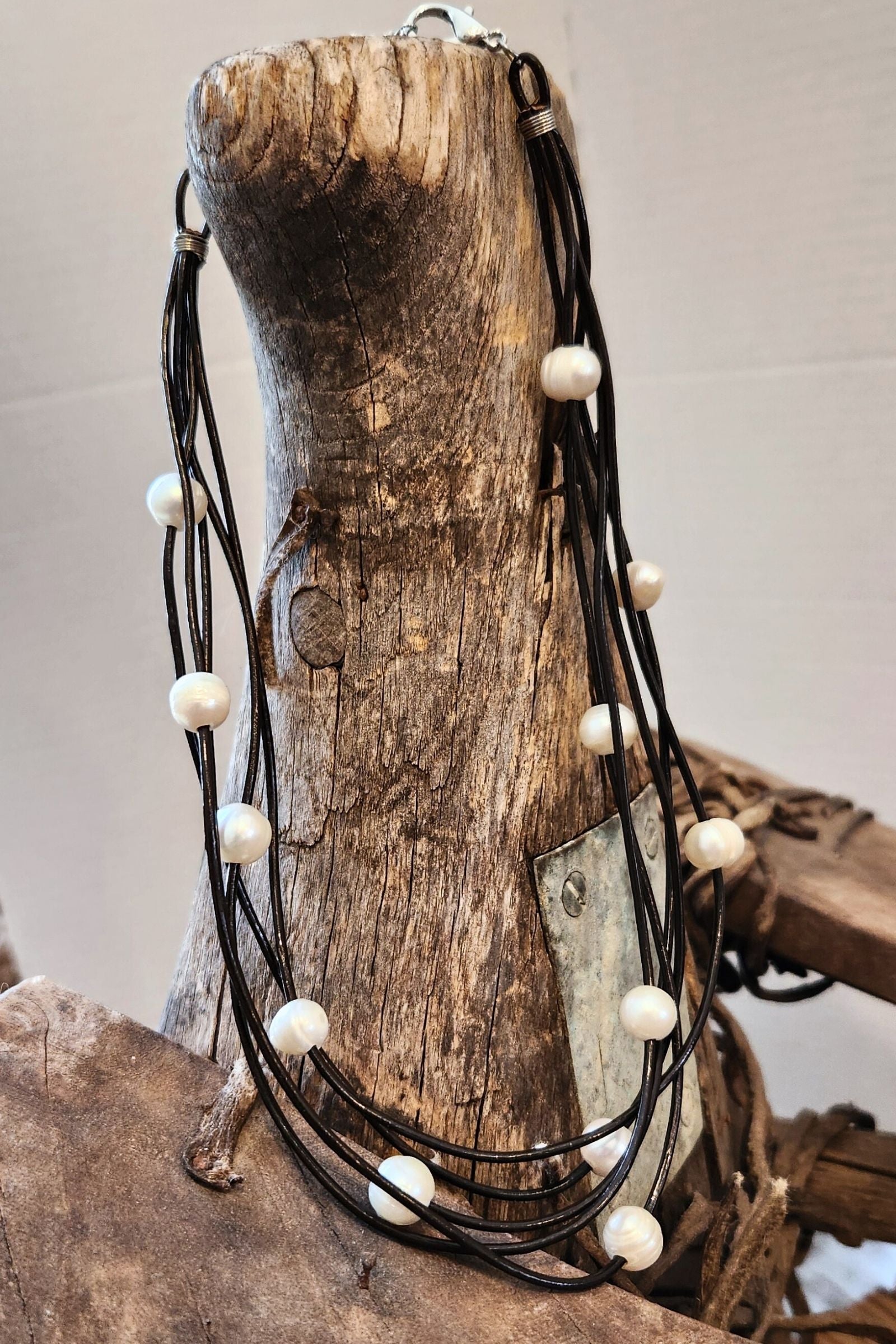 Lennox Leather & Pearl Necklace