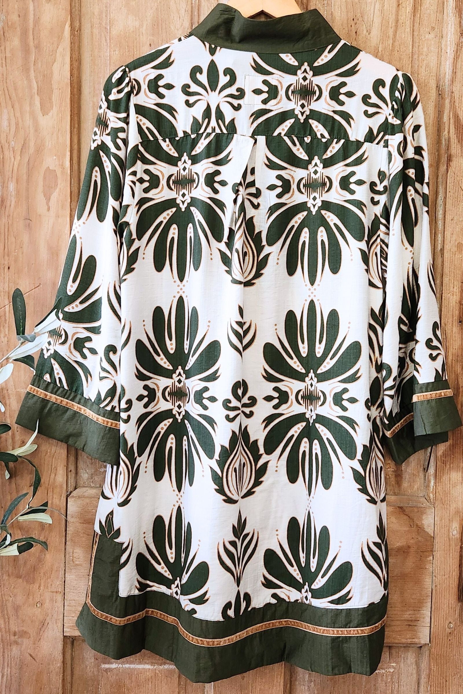 Olive Baroque Floral Tunic