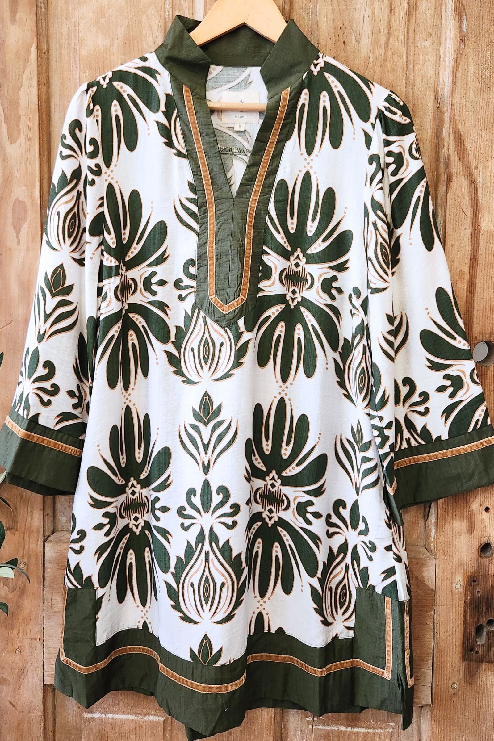 Olive Baroque Floral Tunic
