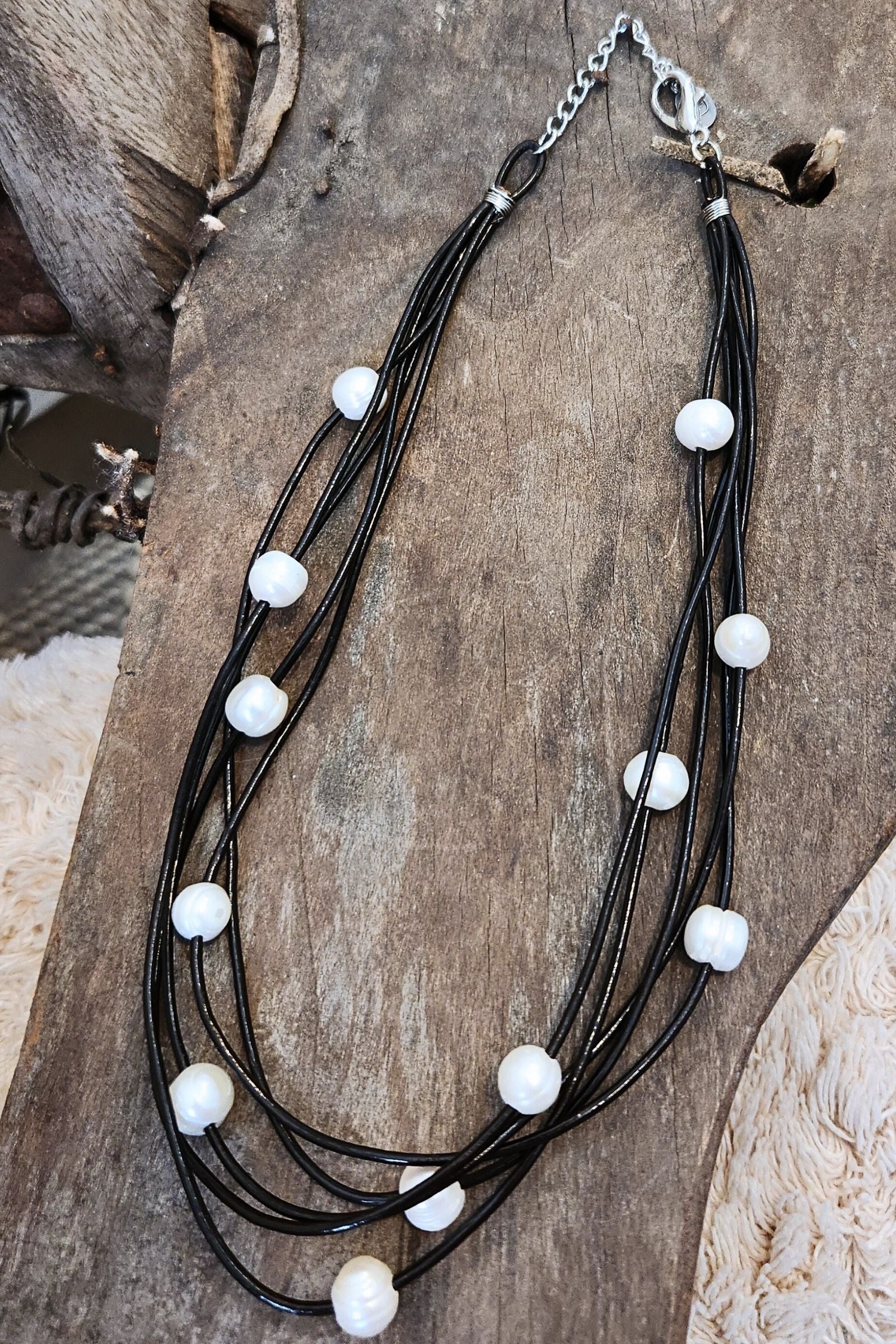 Lennox Leather & Pearl Necklace