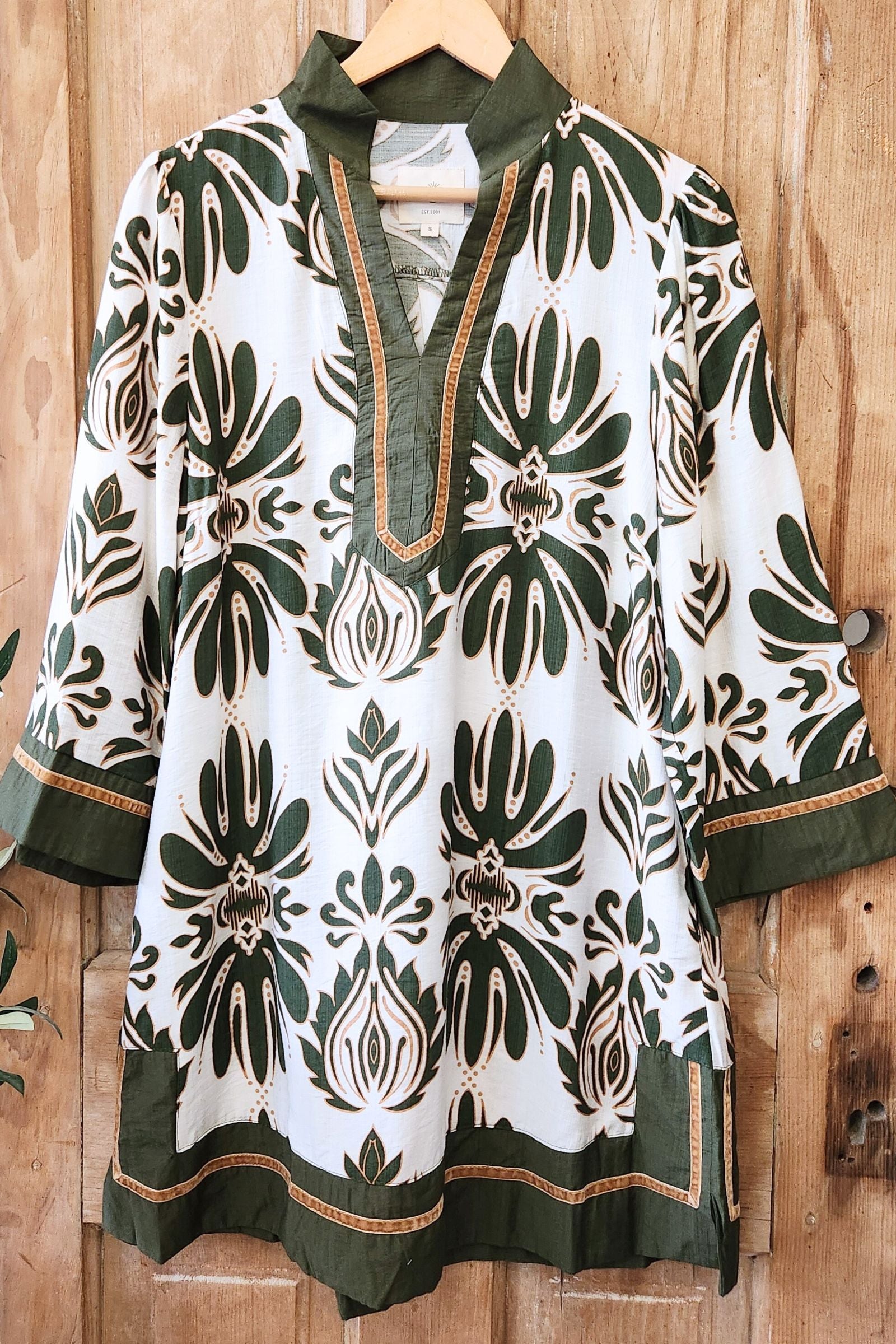 Olive Baroque Floral Tunic